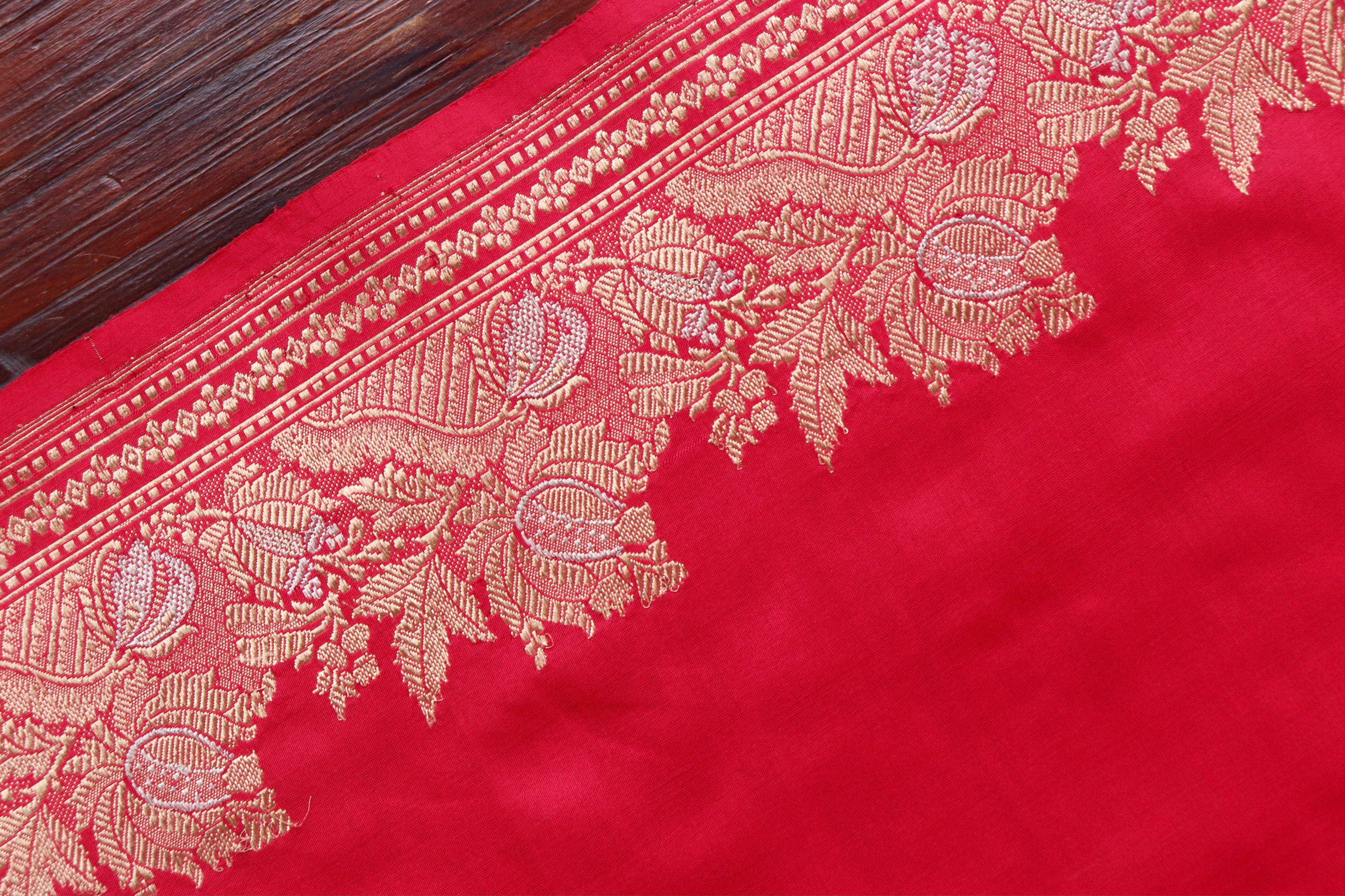Strawberry Pink Katan Silk  Handloom Banarasi Saree