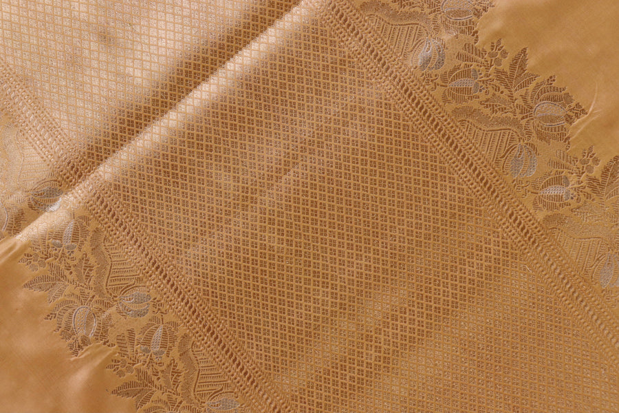 Peach Katan Silk  Handloom Banarasi Saree