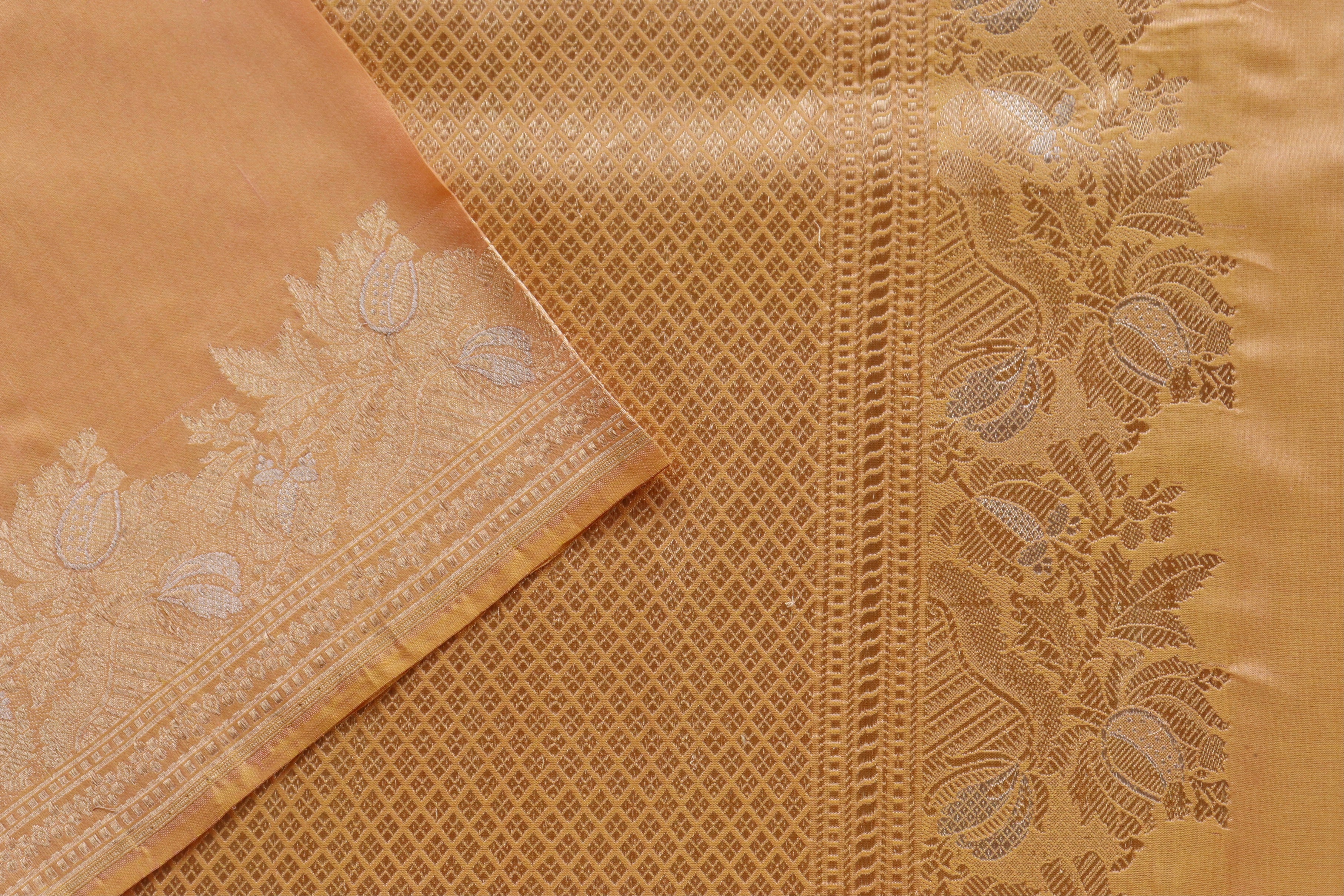 Peach Katan Silk  Handloom Banarasi Saree