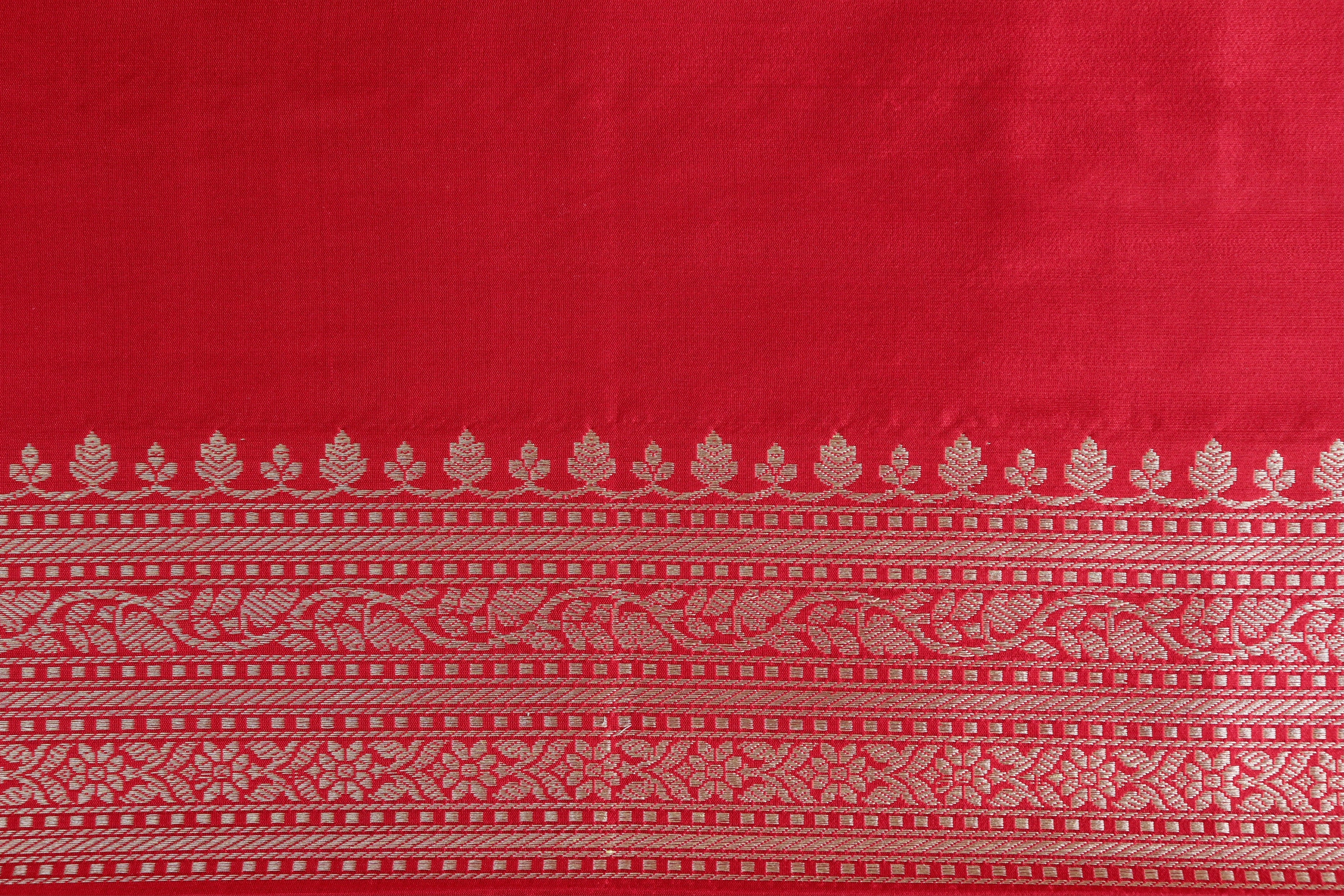 Red Gulab Jangla Pure Silk Handloom Banarasi Saree