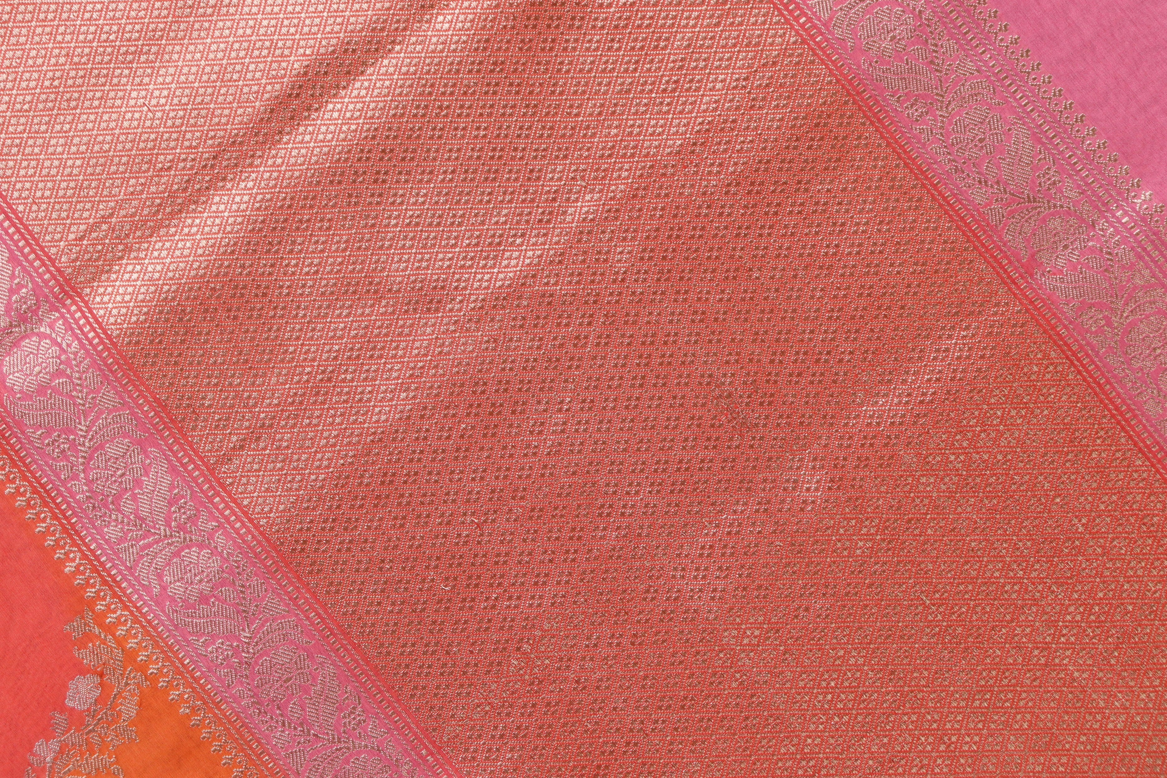 Multicoloured Aada Jangla Pure Cotton By Silk Banarasi Saree