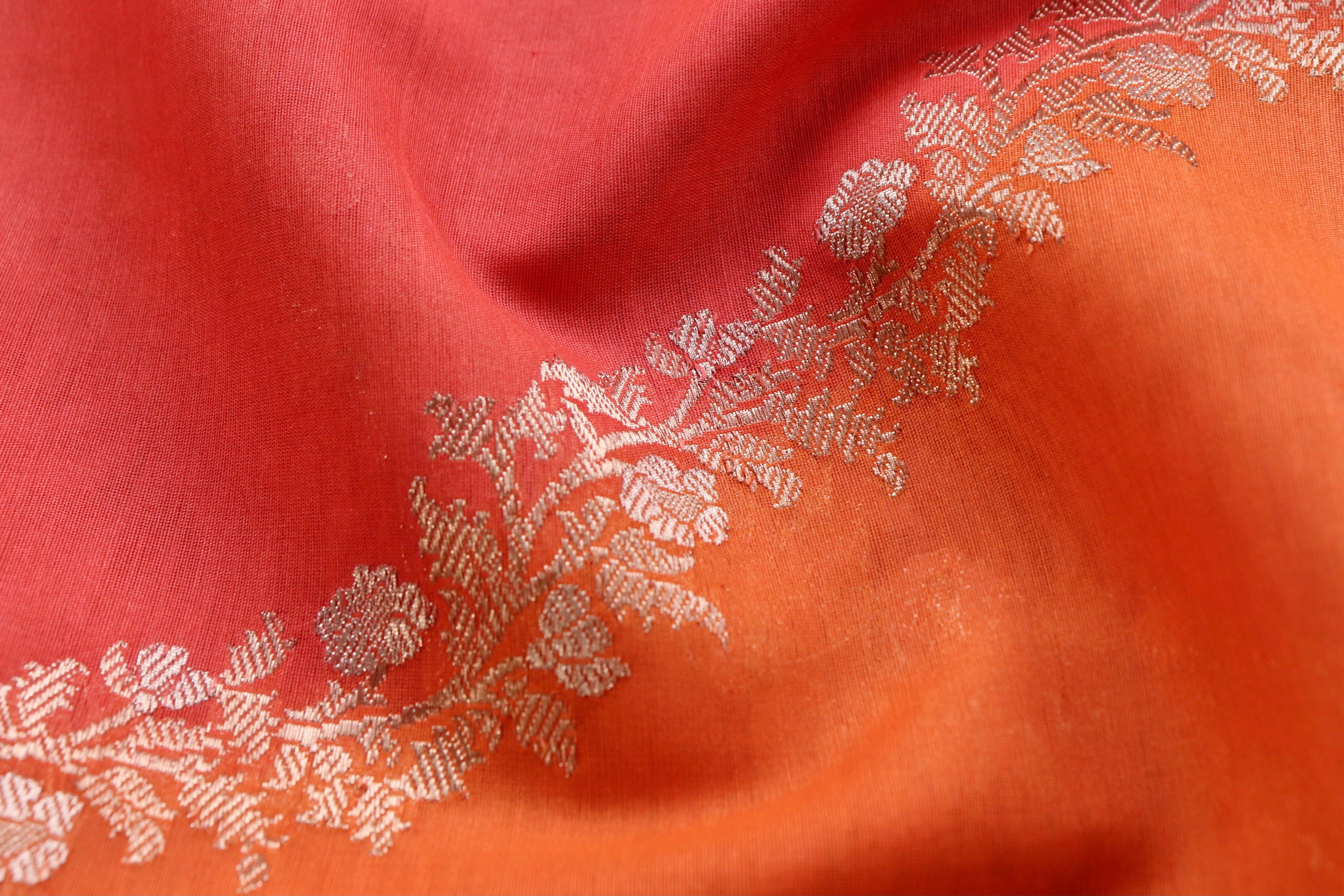 Multicoloured Aada Jangla Pure Cotton By Silk Banarasi Saree