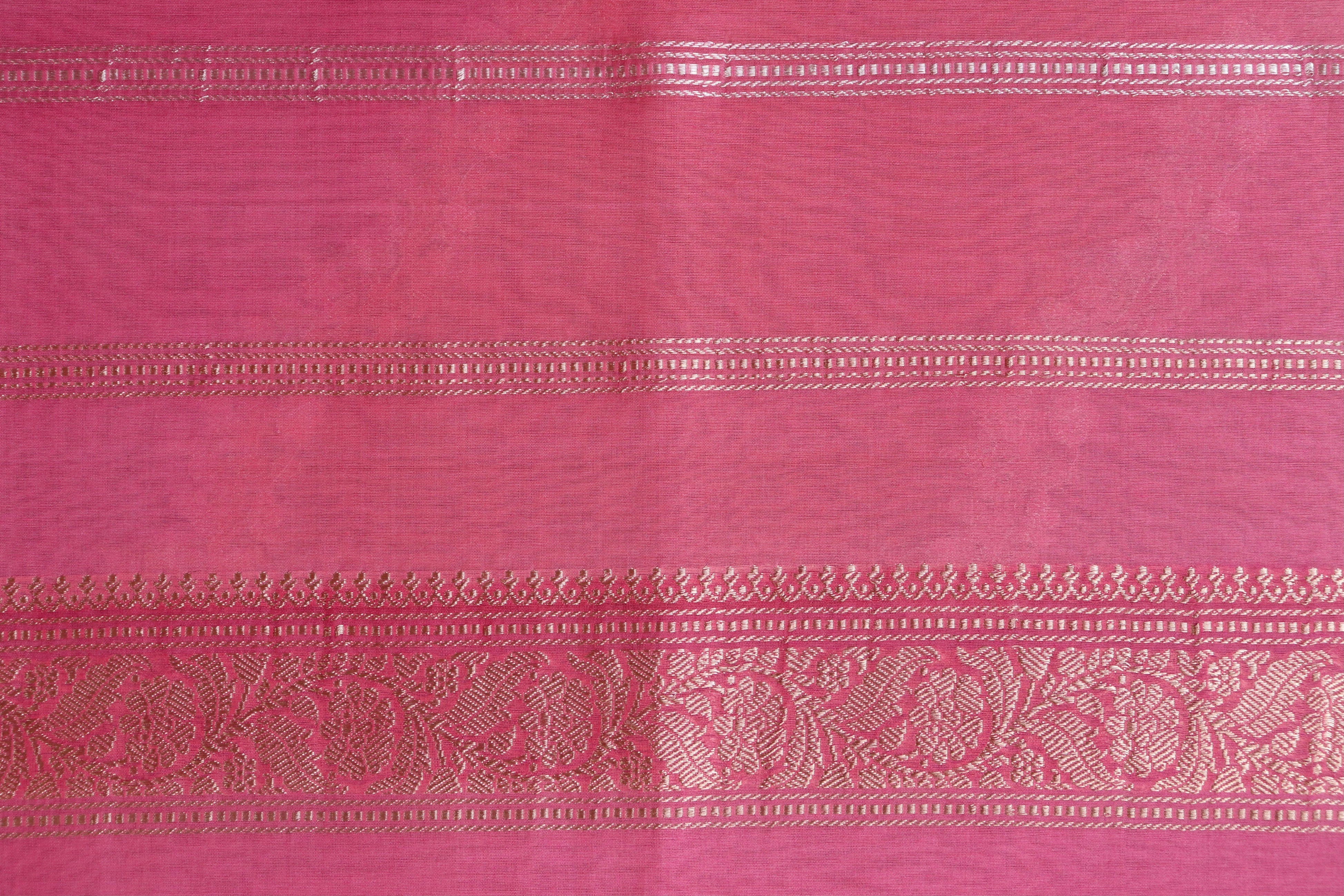 Multicoloured Aada Jangla Pure Cotton By Silk Banarasi Saree
