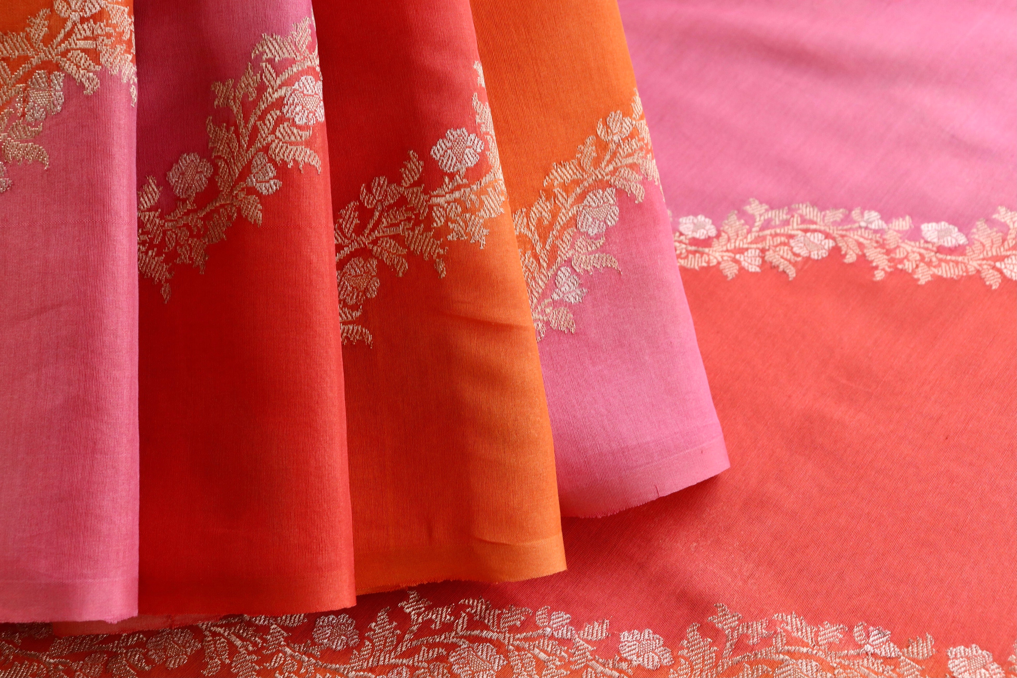 Multicoloured Aada Jangla Pure Cotton By Silk Banarasi Saree