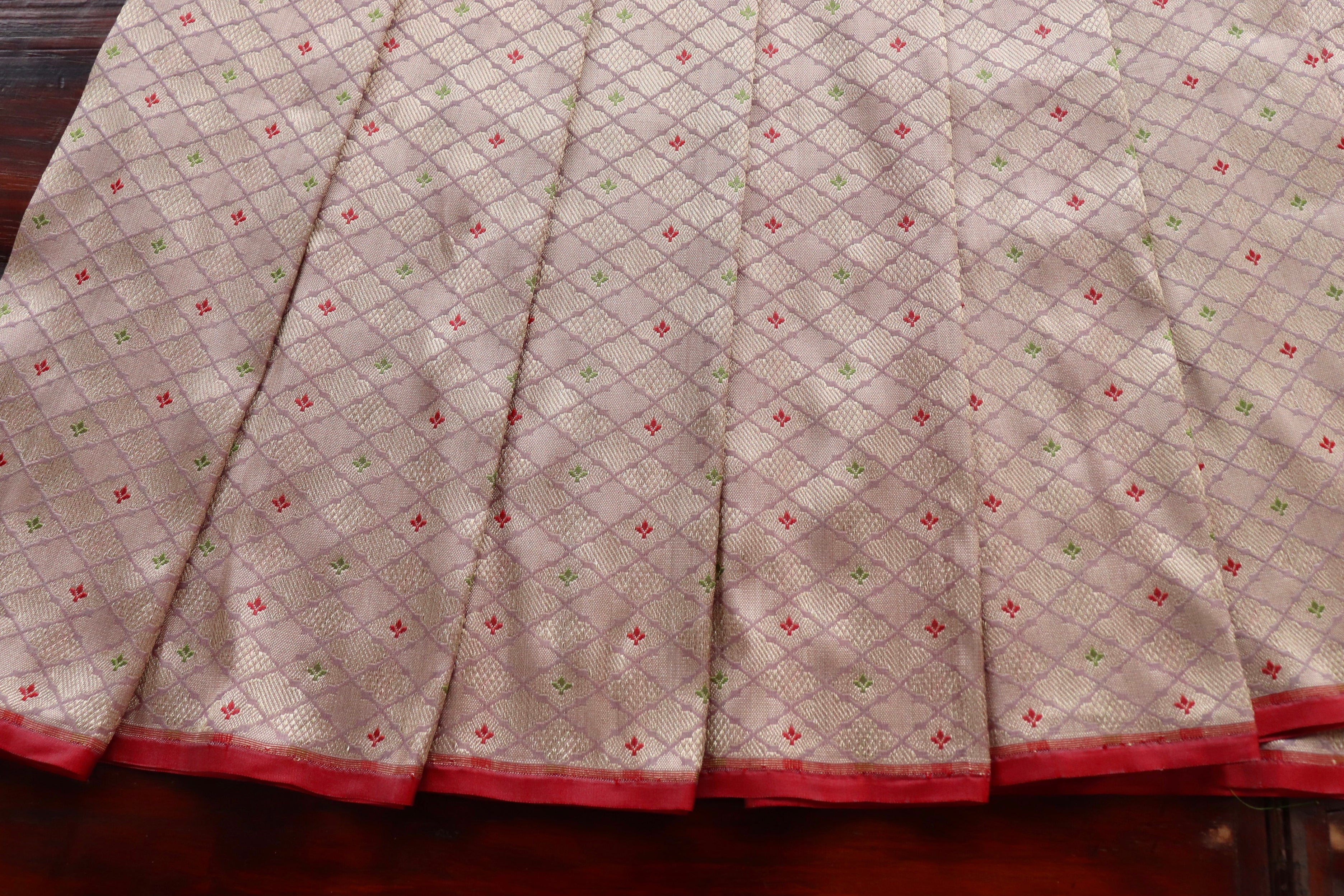 Pale Pink Meenadar Tanchoi Pure Silk Handloom Banarasi Saree