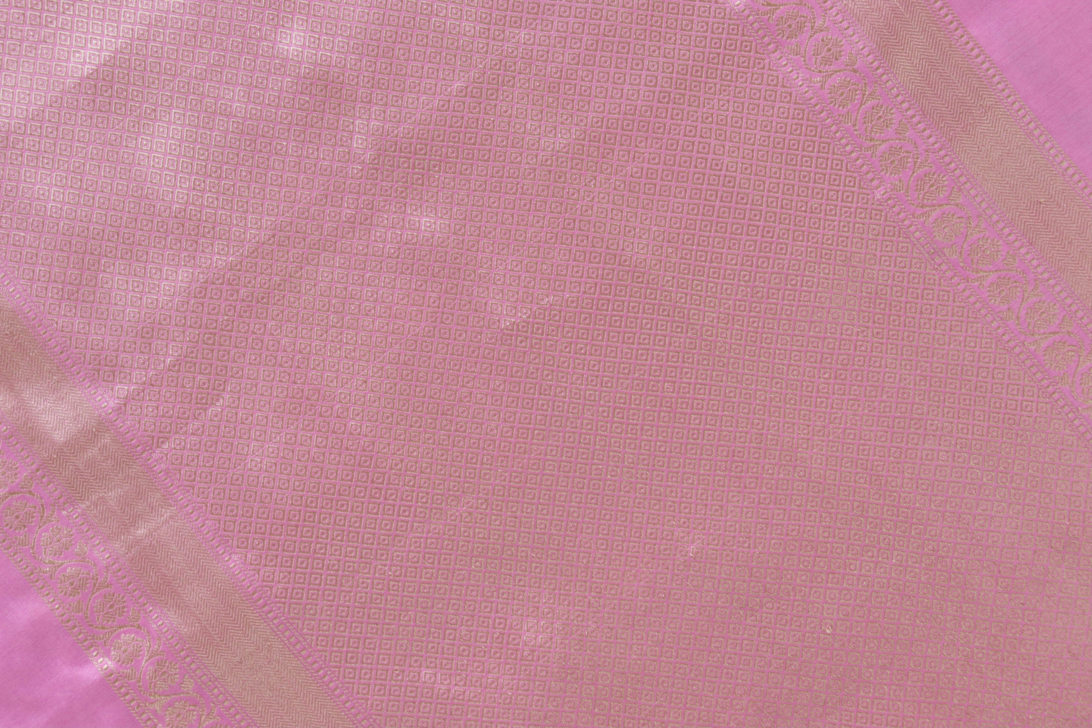 Pink Ginnie Motif Pure Silk Handloom Banarasi Saree