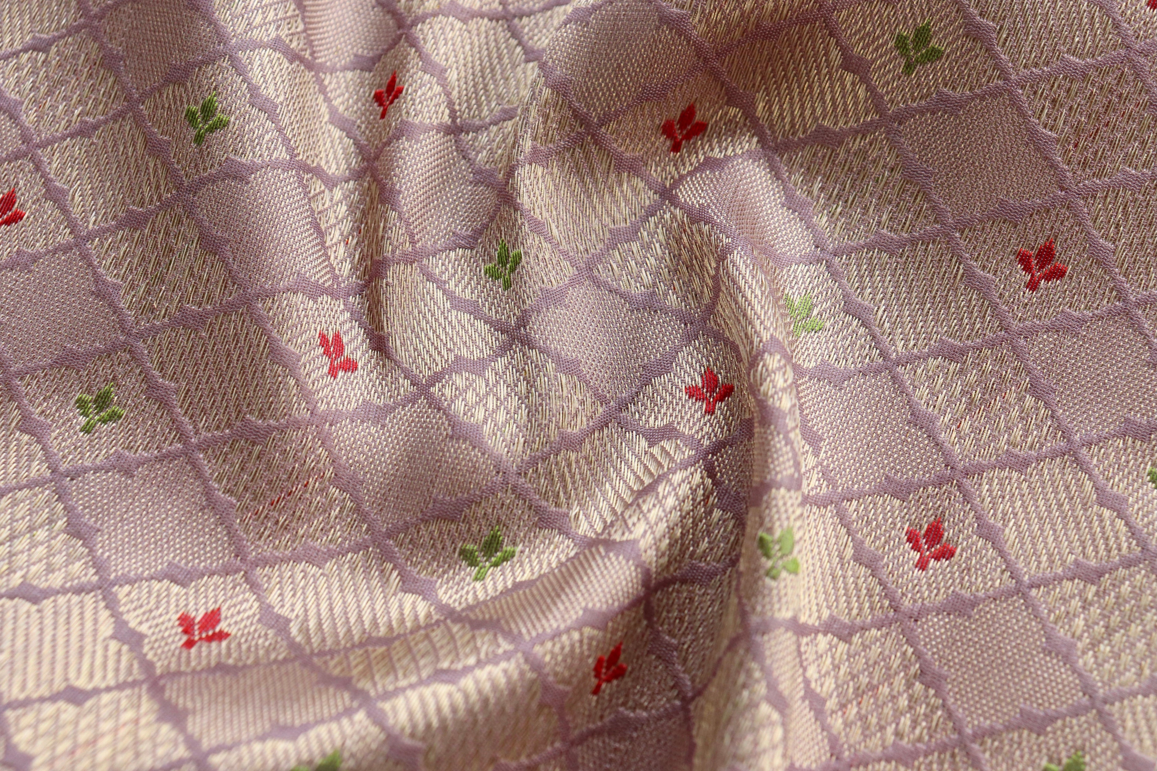 Pale Pink Meenadar Tanchoi Pure Silk Handloom Banarasi Saree