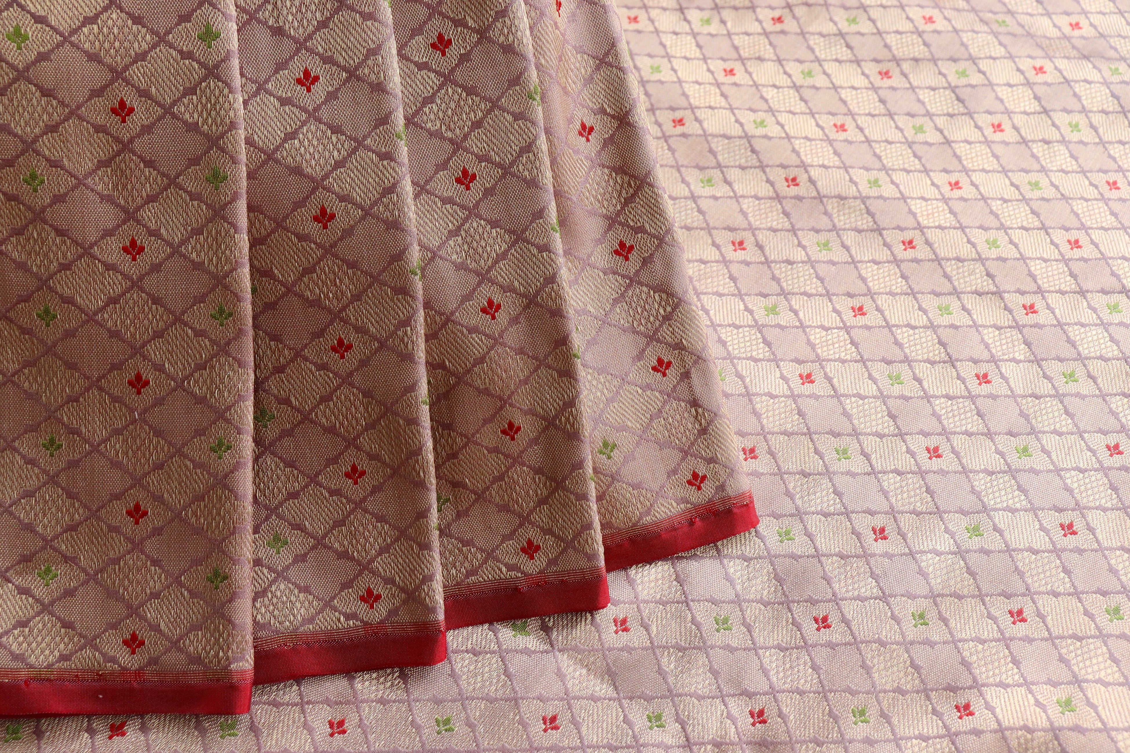 Pale Pink Meenadar Tanchoi Pure Silk Handloom Banarasi Saree