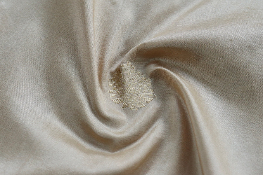 Cream Katan Silk Leaf Motif Banarasi Saree | Stuti Weaves