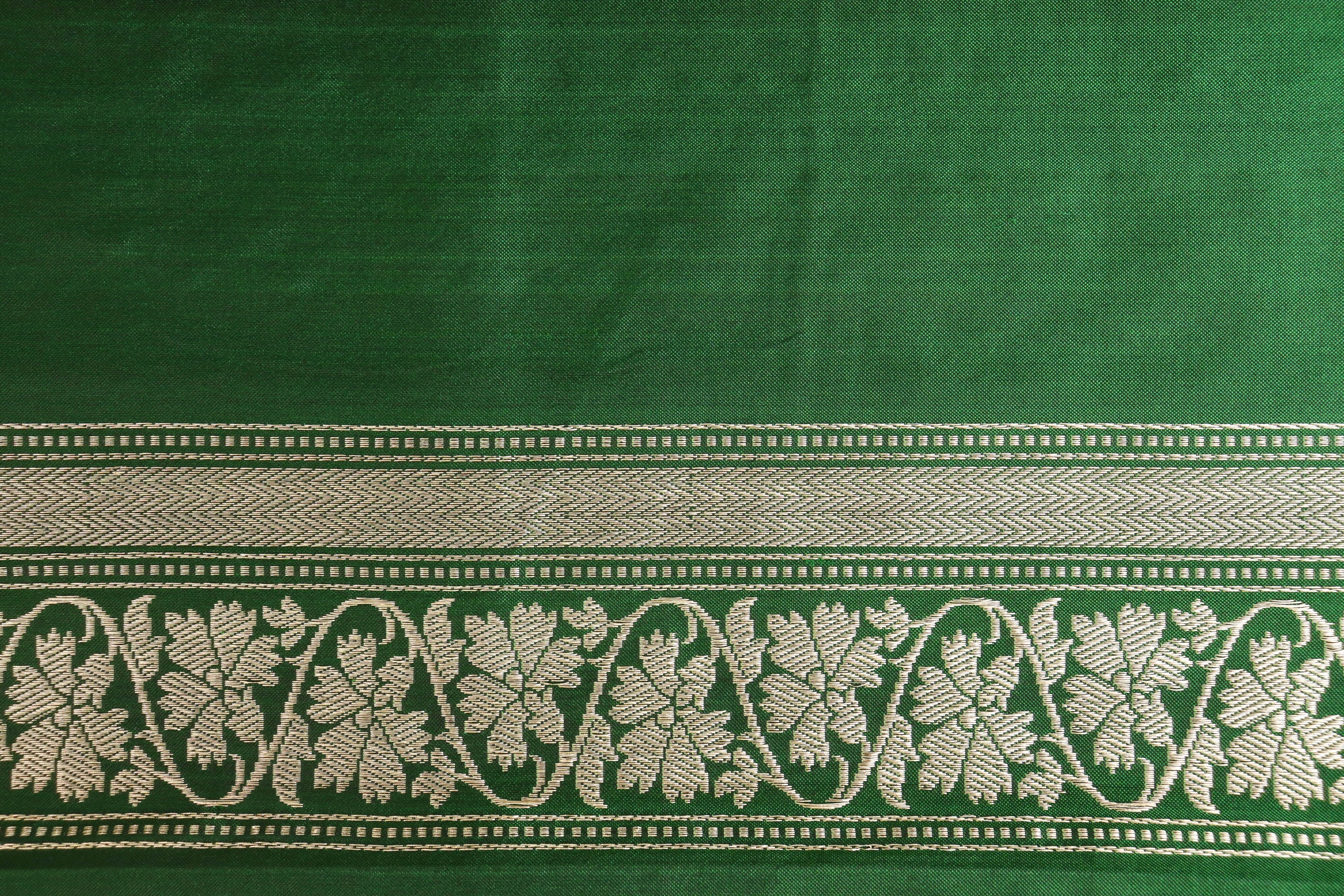 Green Guldasta Motif Pure Katan Silk Handloom Saree