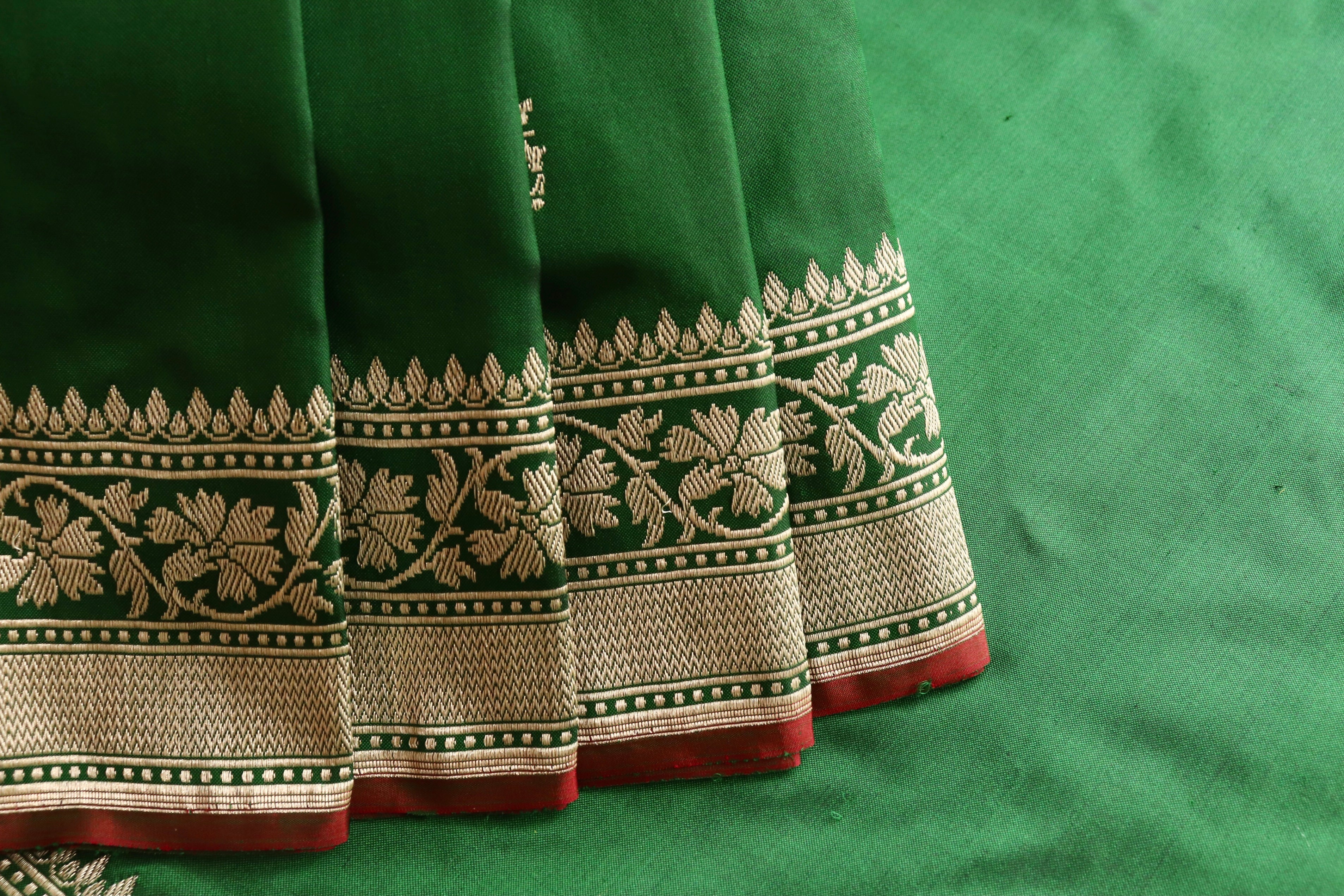 Green Guldasta Motif Pure Katan Silk Handloom Saree