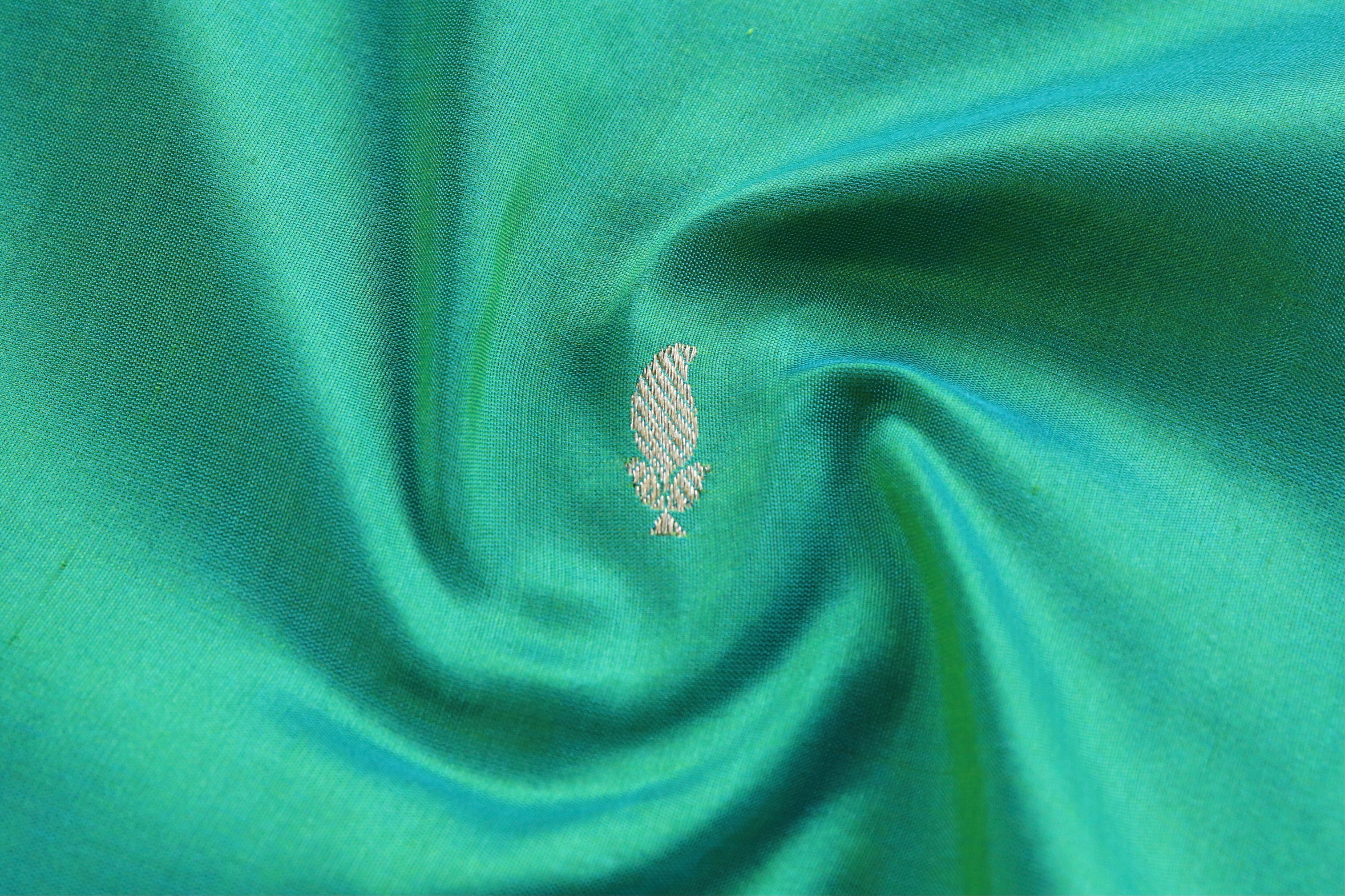 Sea Green Kairy Kuniya Pure Silk Handloom Banarasi Saree