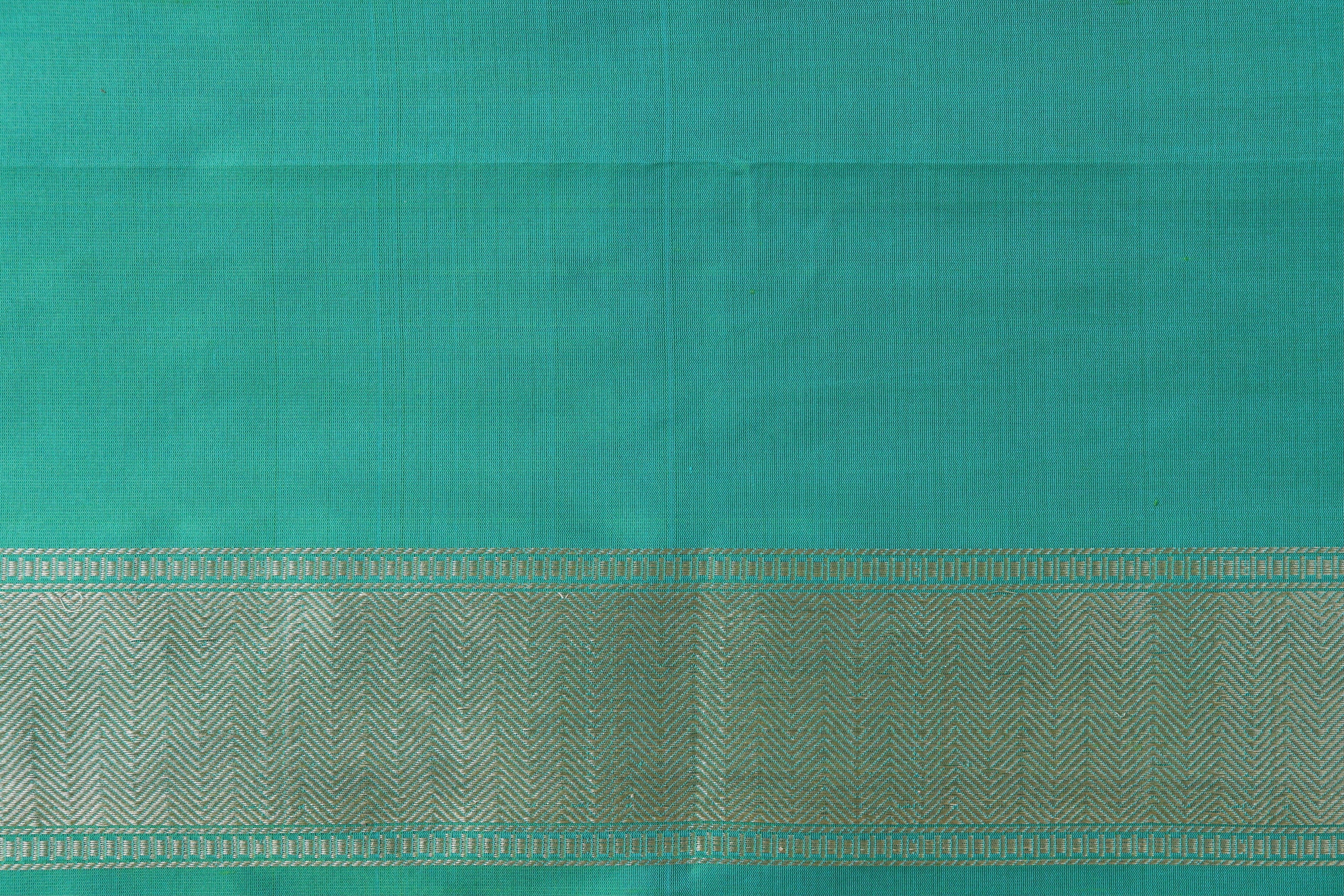 Sea Green Kairy Kuniya Pure Silk Handloom Banarasi Saree