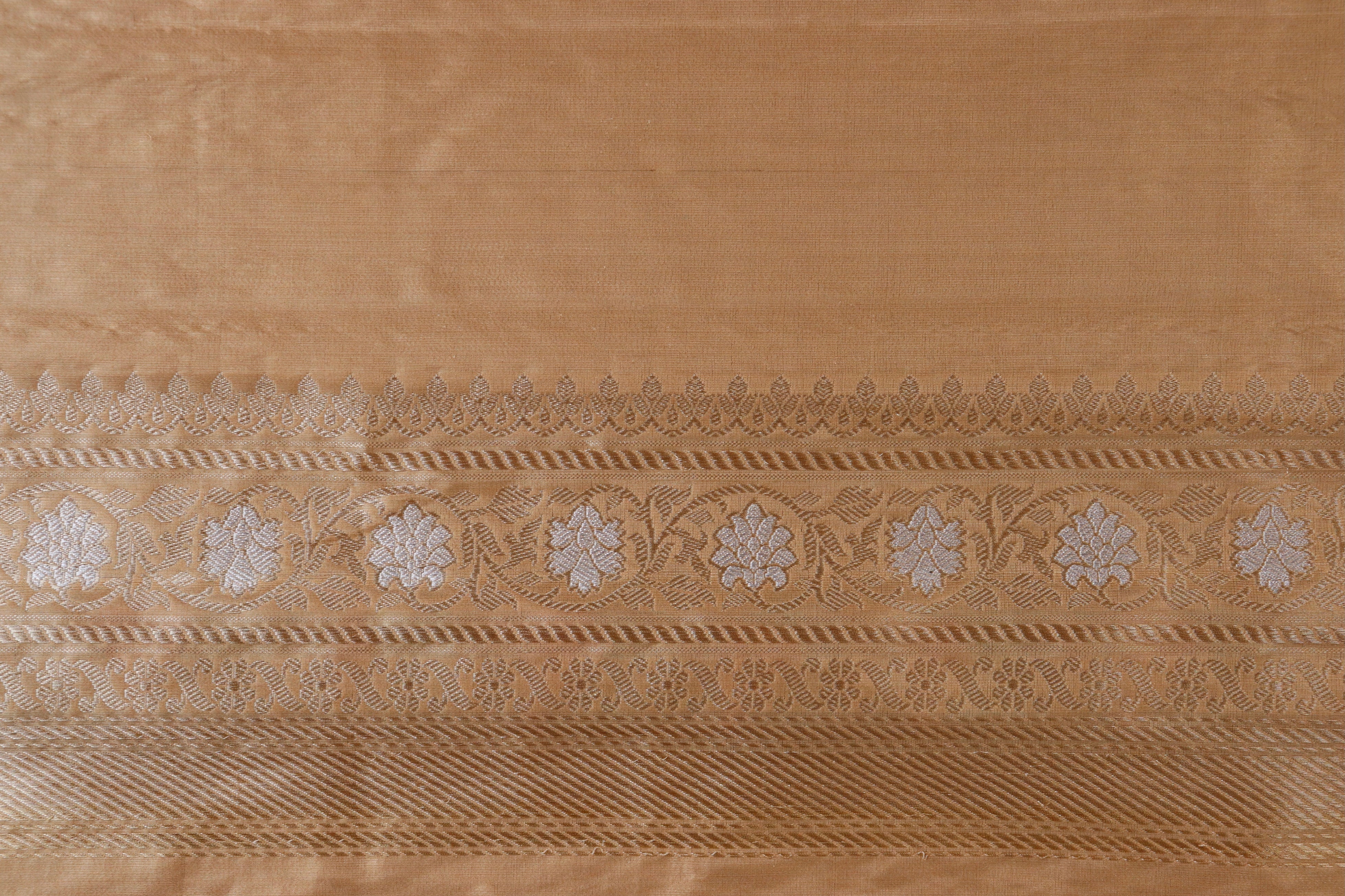 Beige Tissue Kadhua Phool Jangla Katan Silk Saree