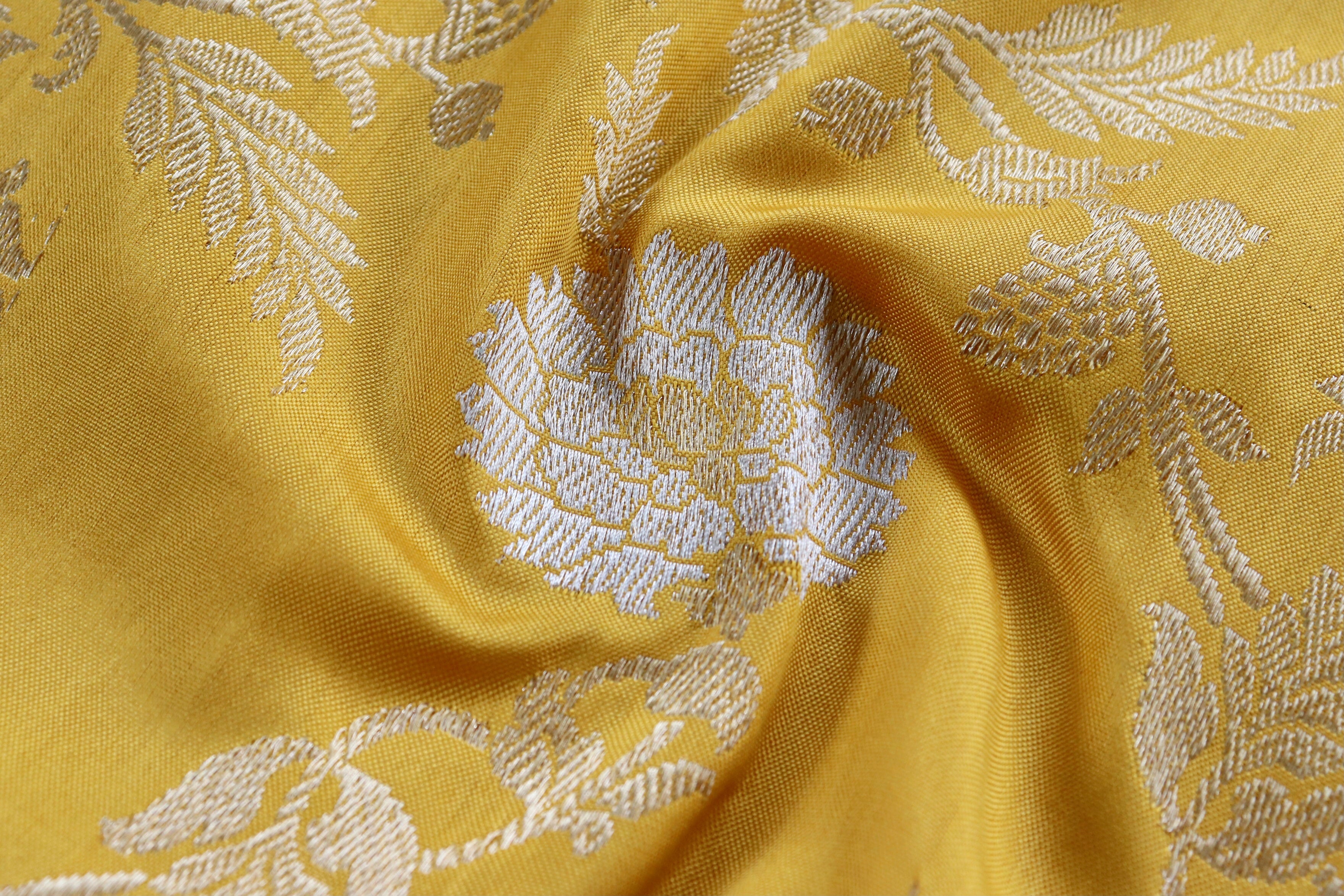 Yellow Jangla Pure Silk Handloom Banarasi Dupatta