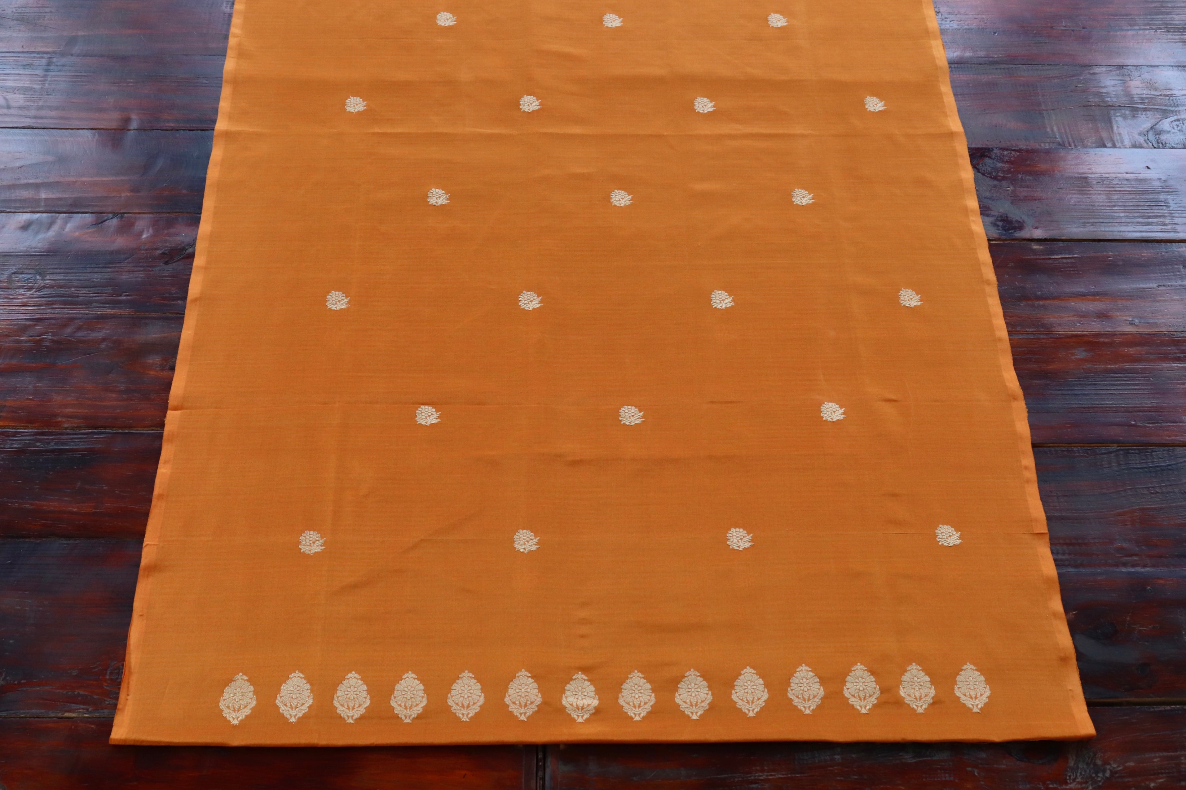 Orange Katan Silk Handloom Banarasi Suit Set