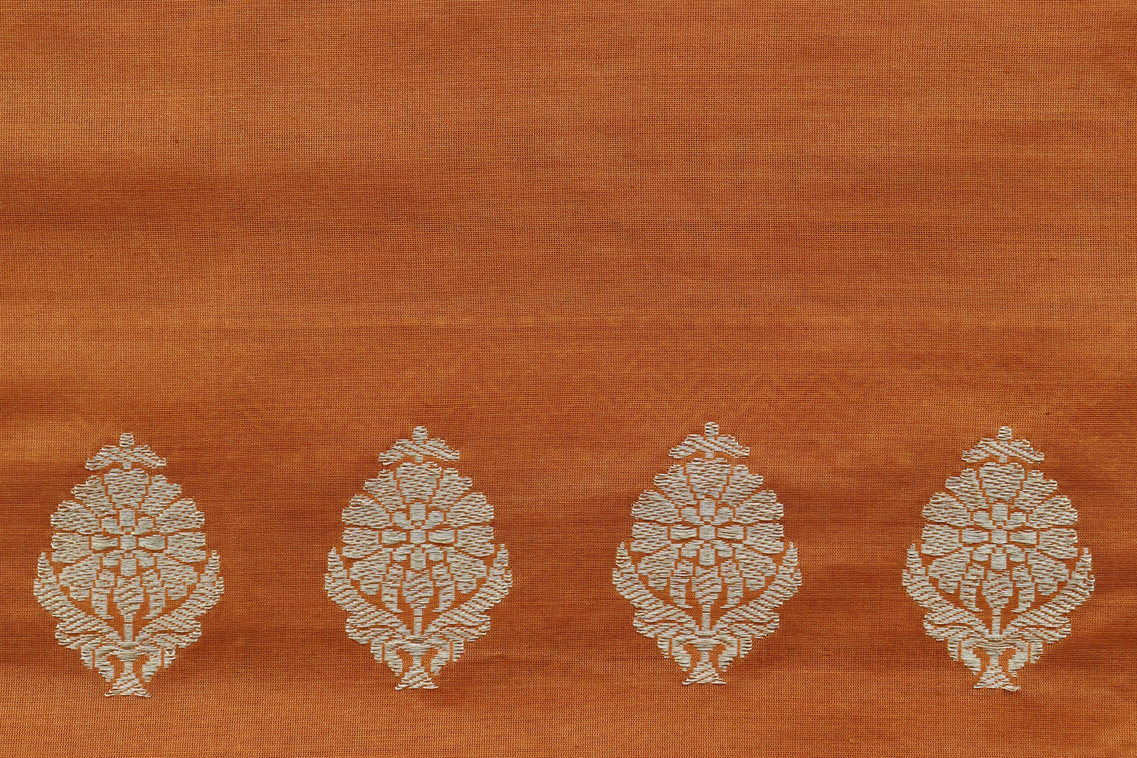 Orange Katan Silk Handloom Banarasi Suit Set