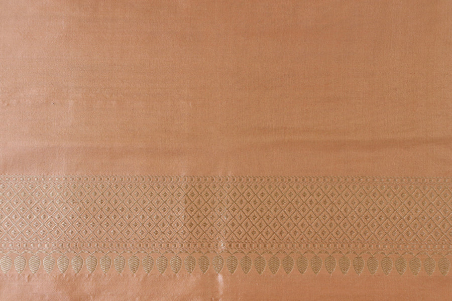 Peach Meenadar Motif Pure Silk Handloom Banarasi Saree
