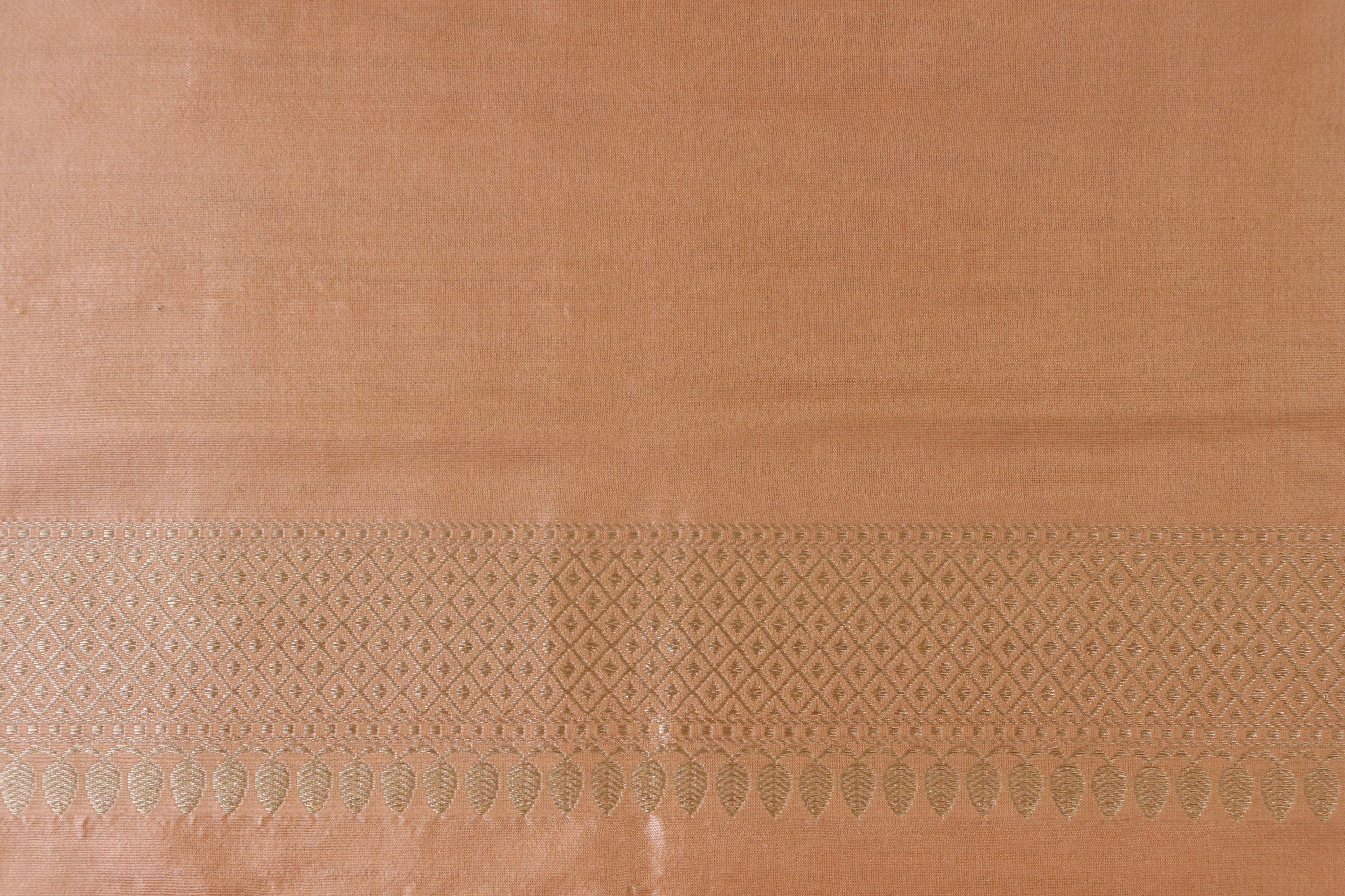 Peach Meenadar Motif Pure Silk Handloom Banarasi Saree