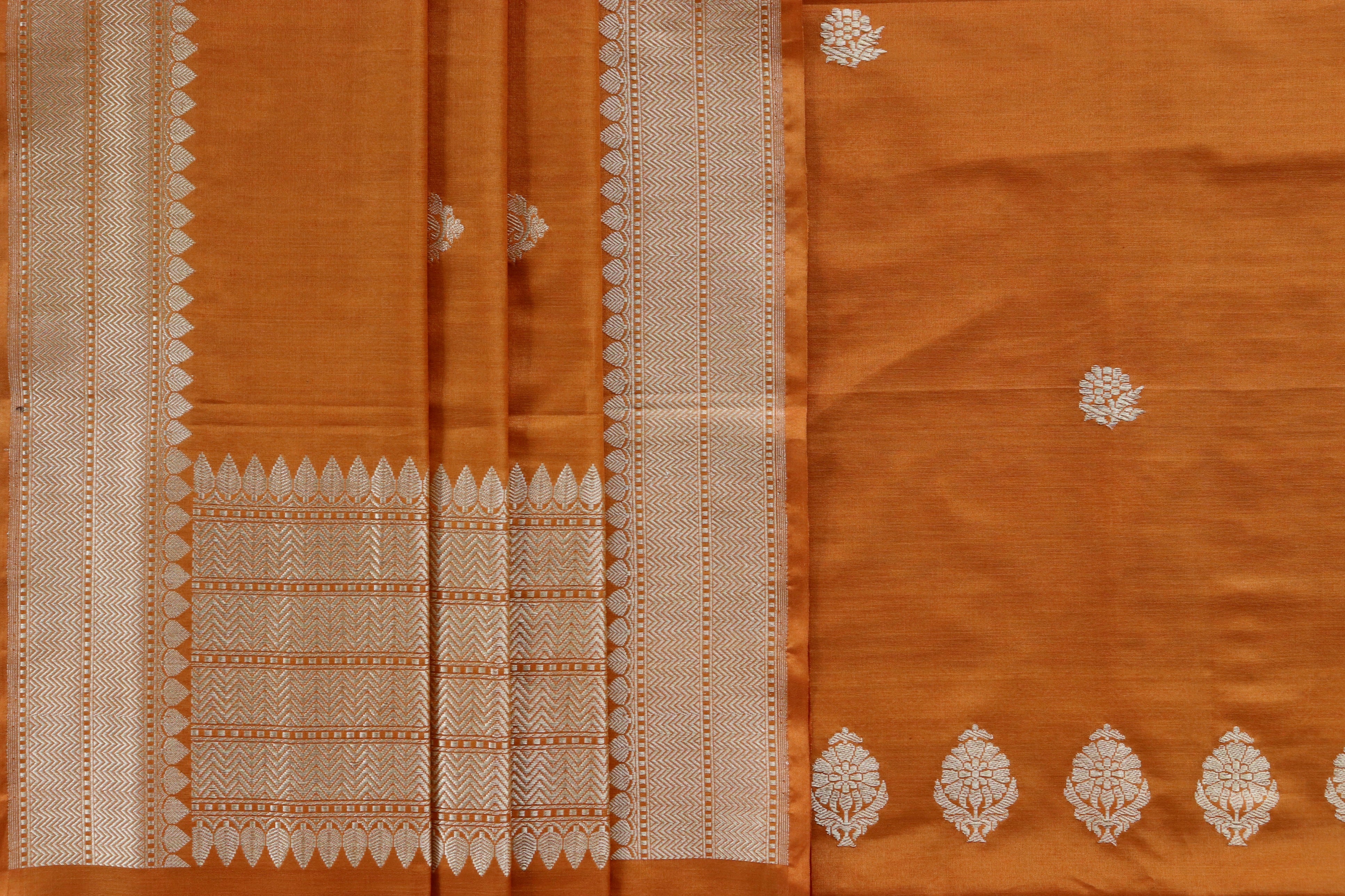 Orange Katan Silk Handloom Banarasi Suit Set