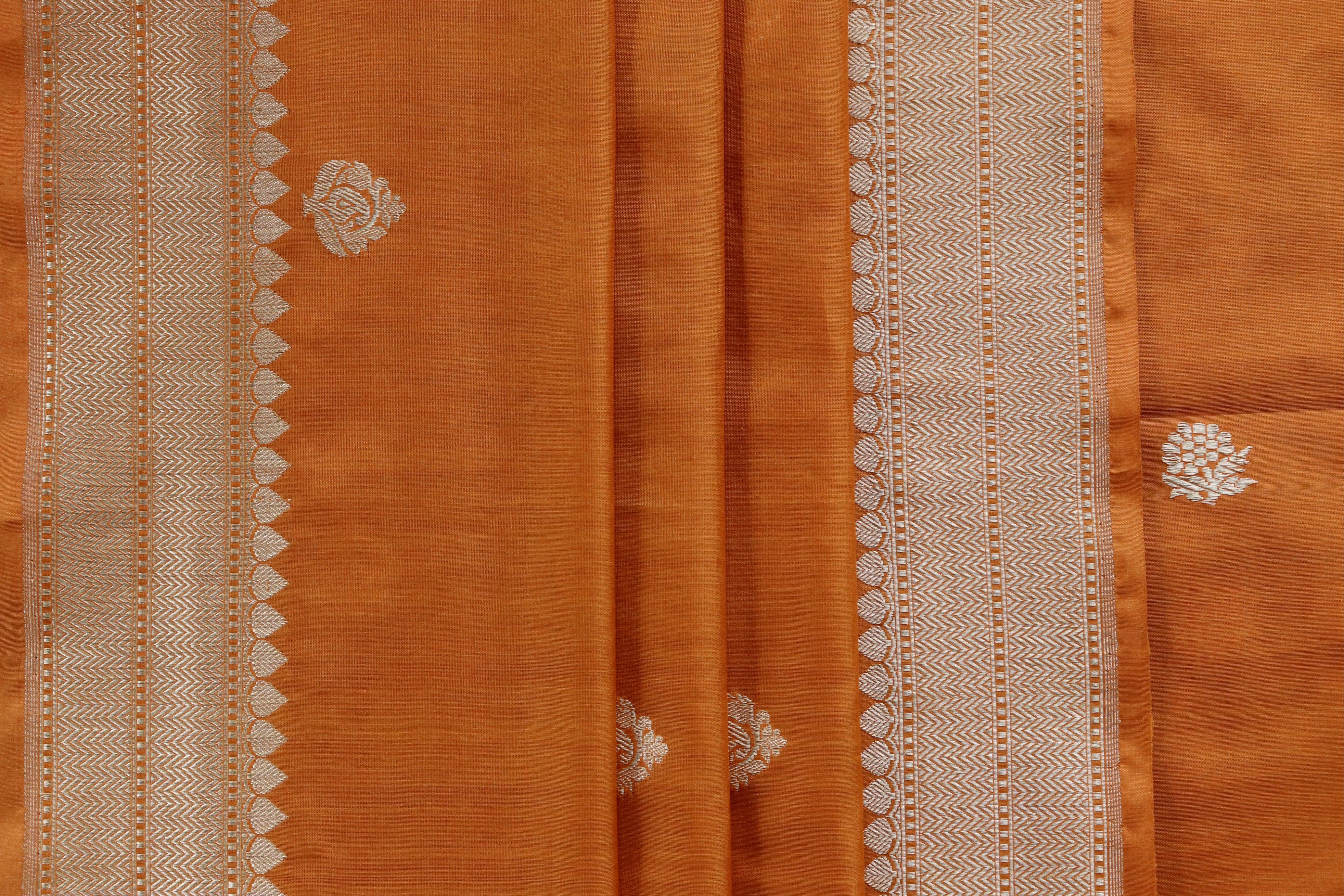 Orange Katan Silk Handloom Banarasi Suit Set