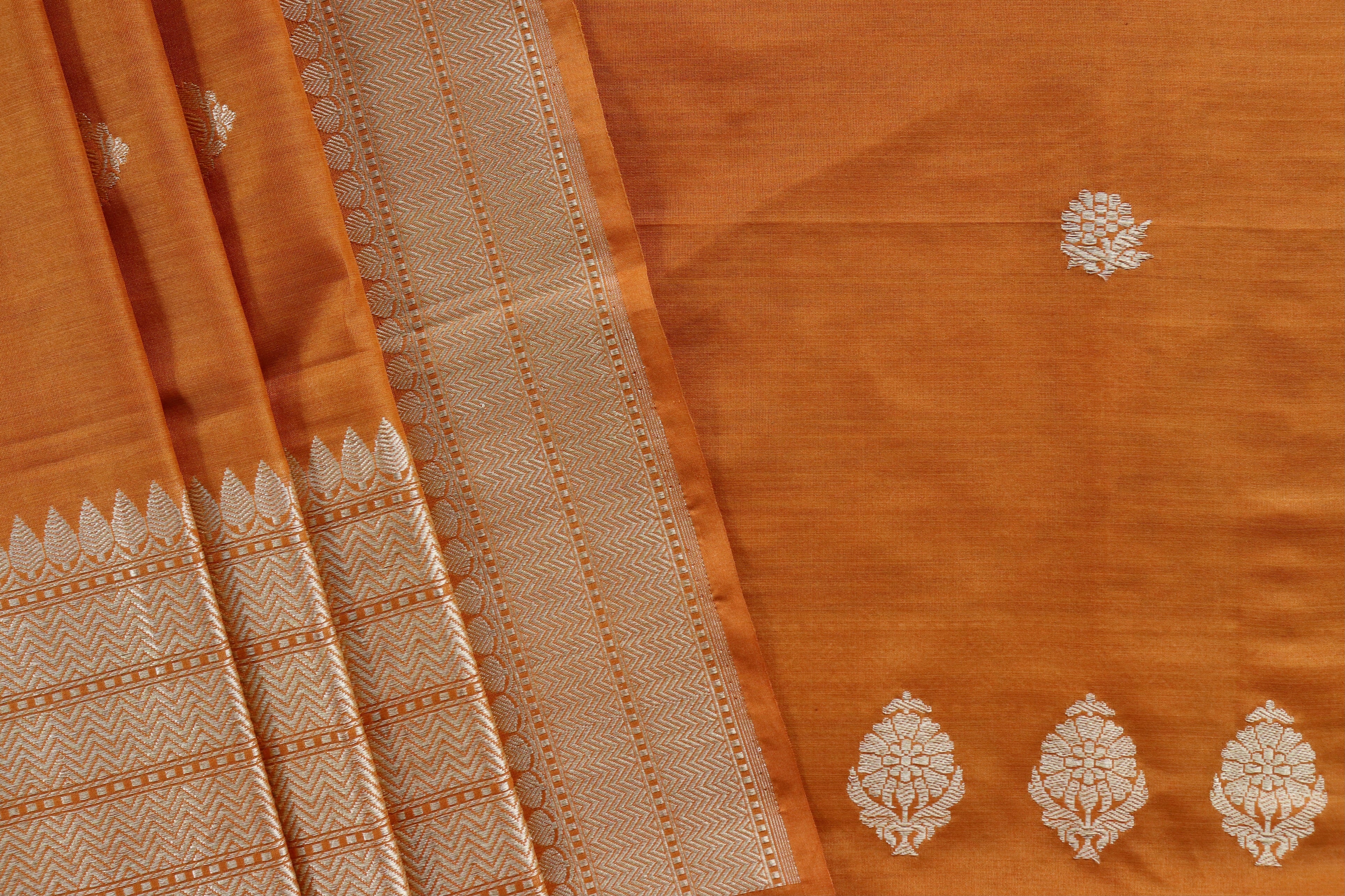 Orange Katan Silk Handloom Banarasi Suit Set