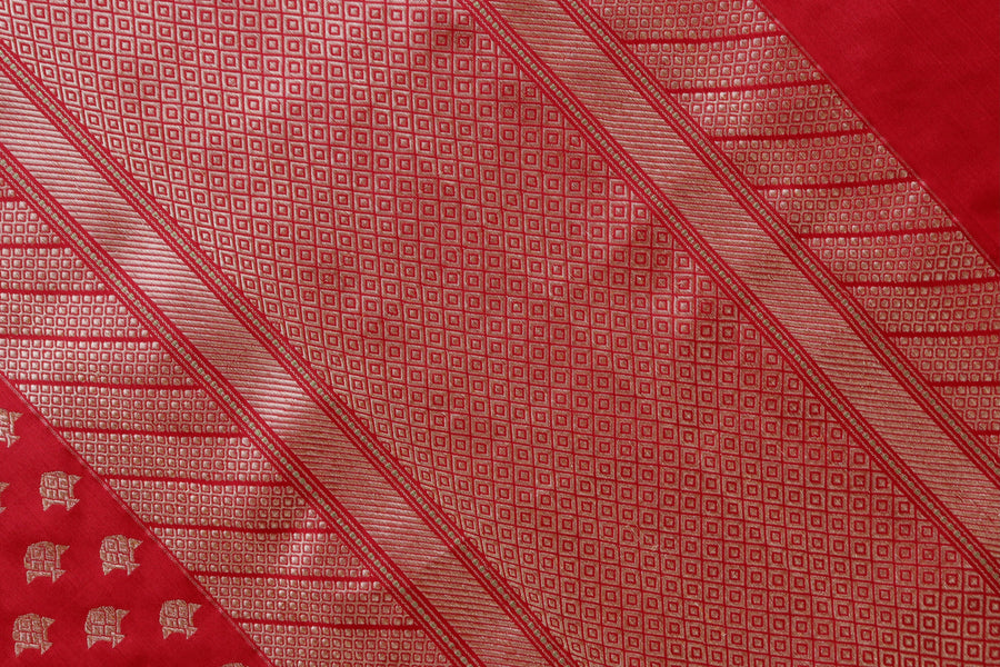 Rakhtambari Matsya Buti Pure Zari Silk Saree | Stuti Weaves