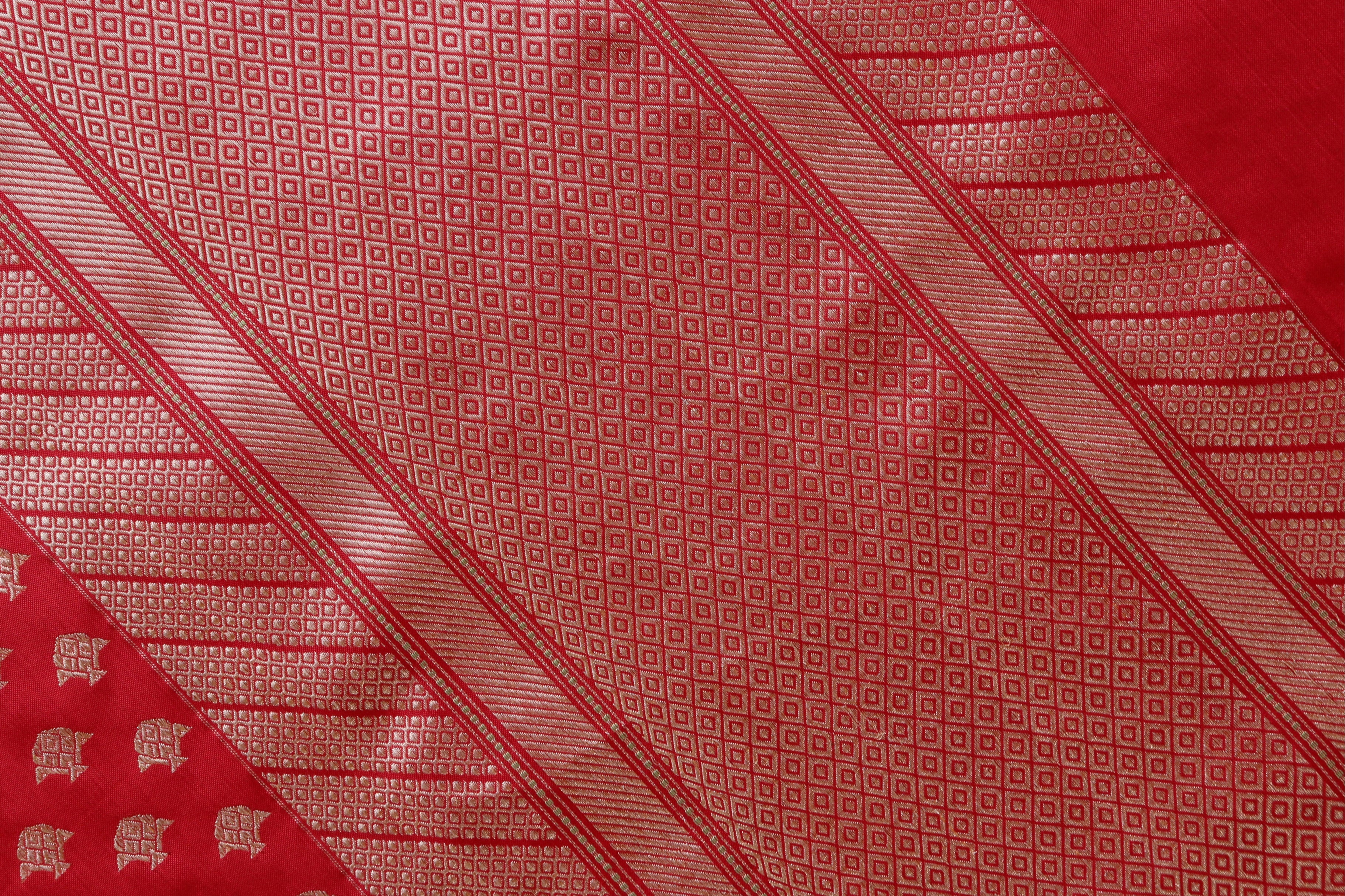 Rakhtambari Matsya Buti Pure Zari Silk Saree