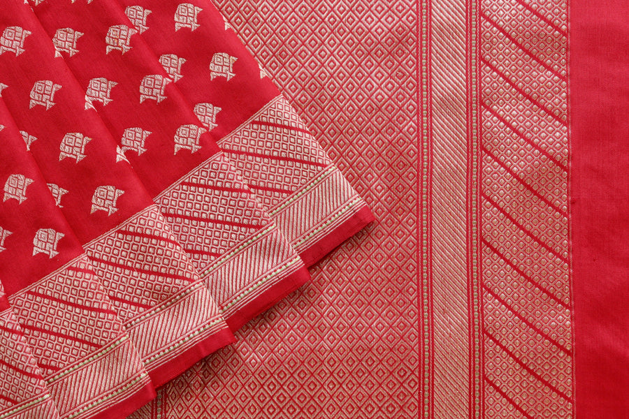 Rakhtambari Matsya Buti Pure Zari Silk Saree | Stuti Weaves