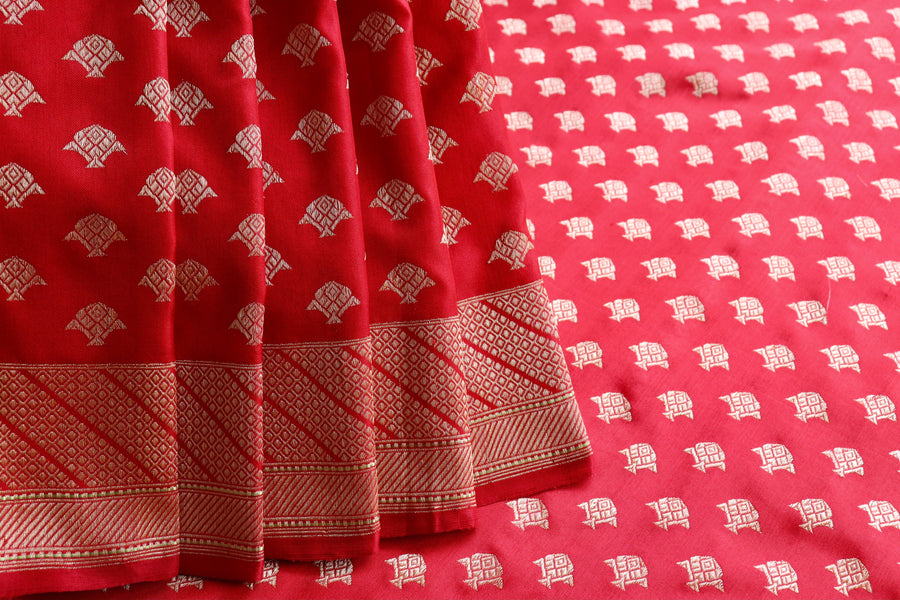 Rakhtambari Matsya Buti Pure Zari Silk Saree | Stuti Weaves