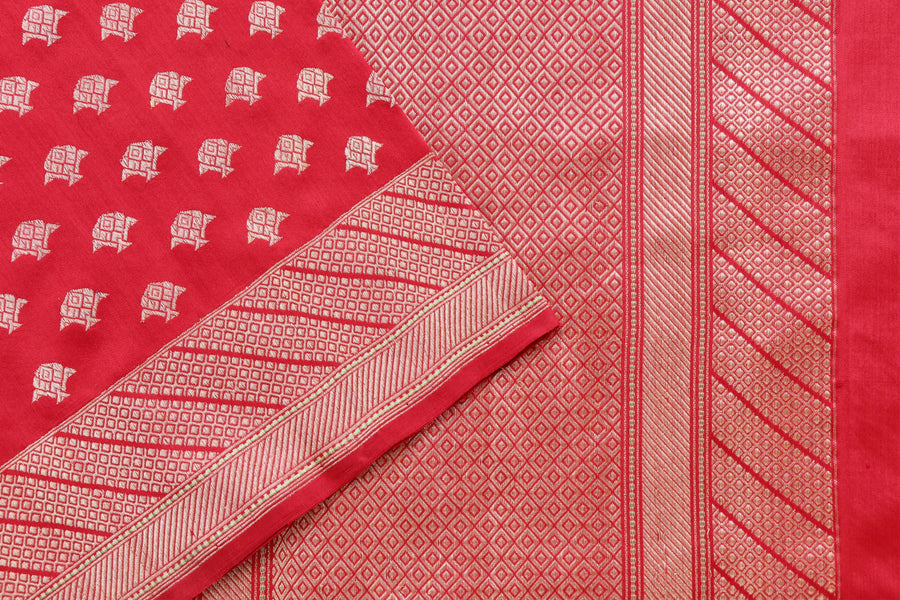 Rakhtambari Matsya Buti Pure Zari Silk Saree | Stuti Weaves