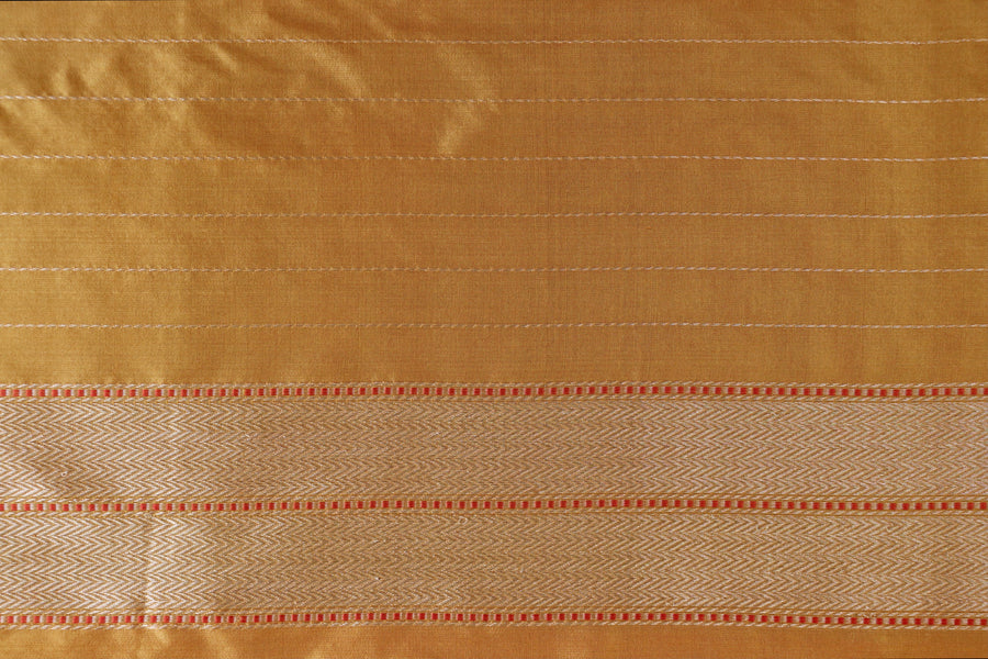 Saffron Yellow Chinar Jangla Pure Silk Handloom Banarasi Saree