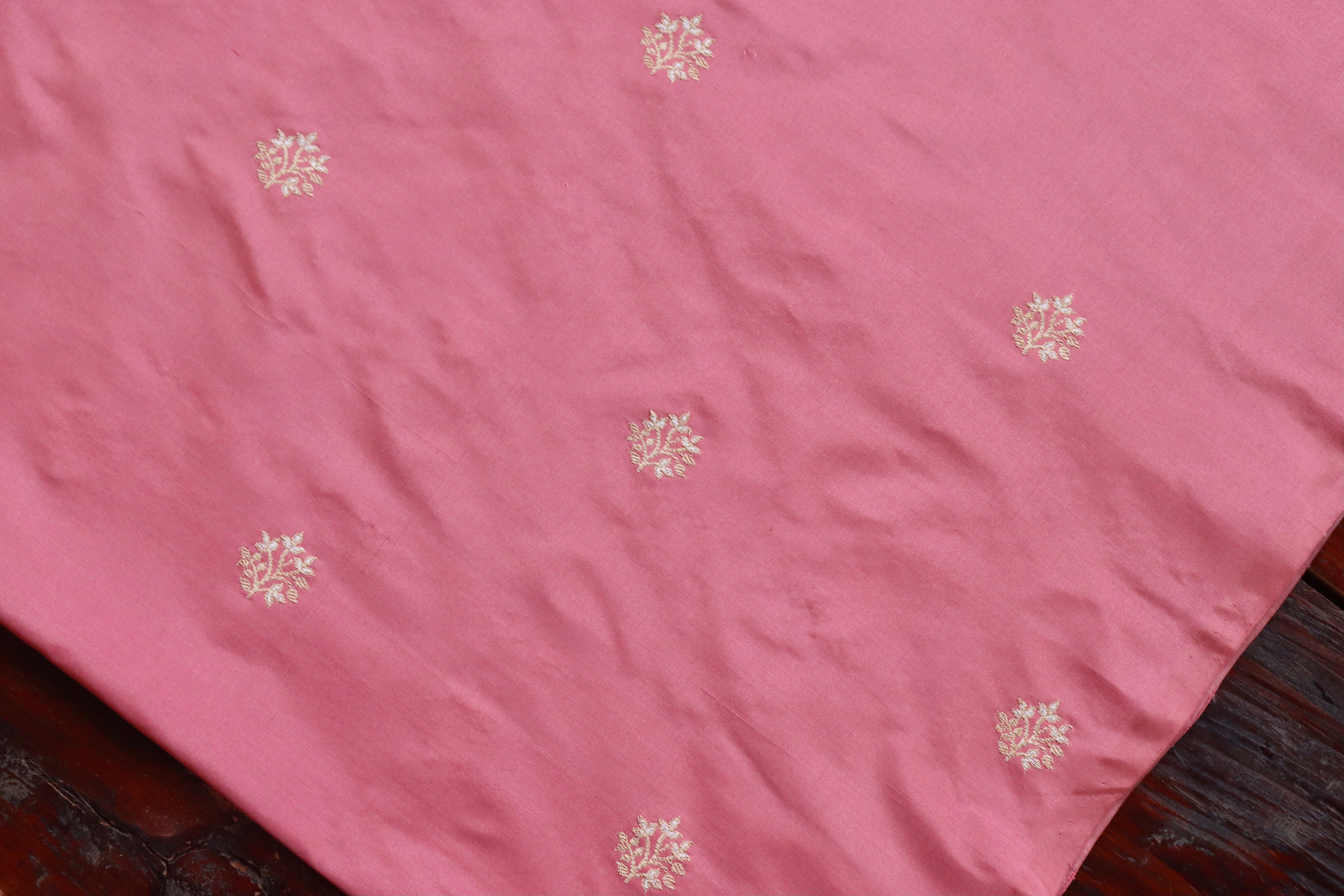 Baby Pink Pure Katan Silk Handloom Banarasi Thaan