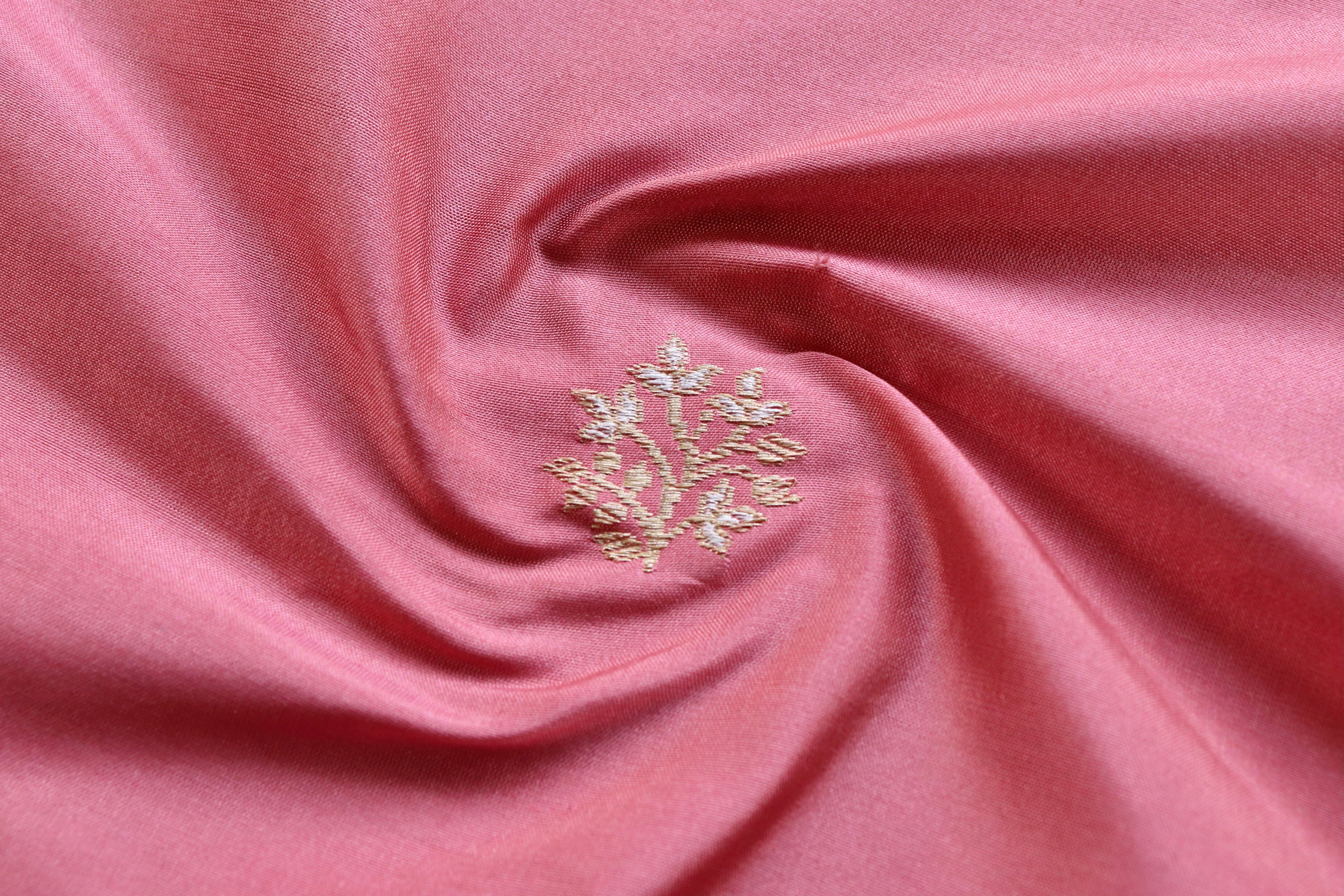 Baby Pink Pure Katan Silk Handloom Banarasi Thaan