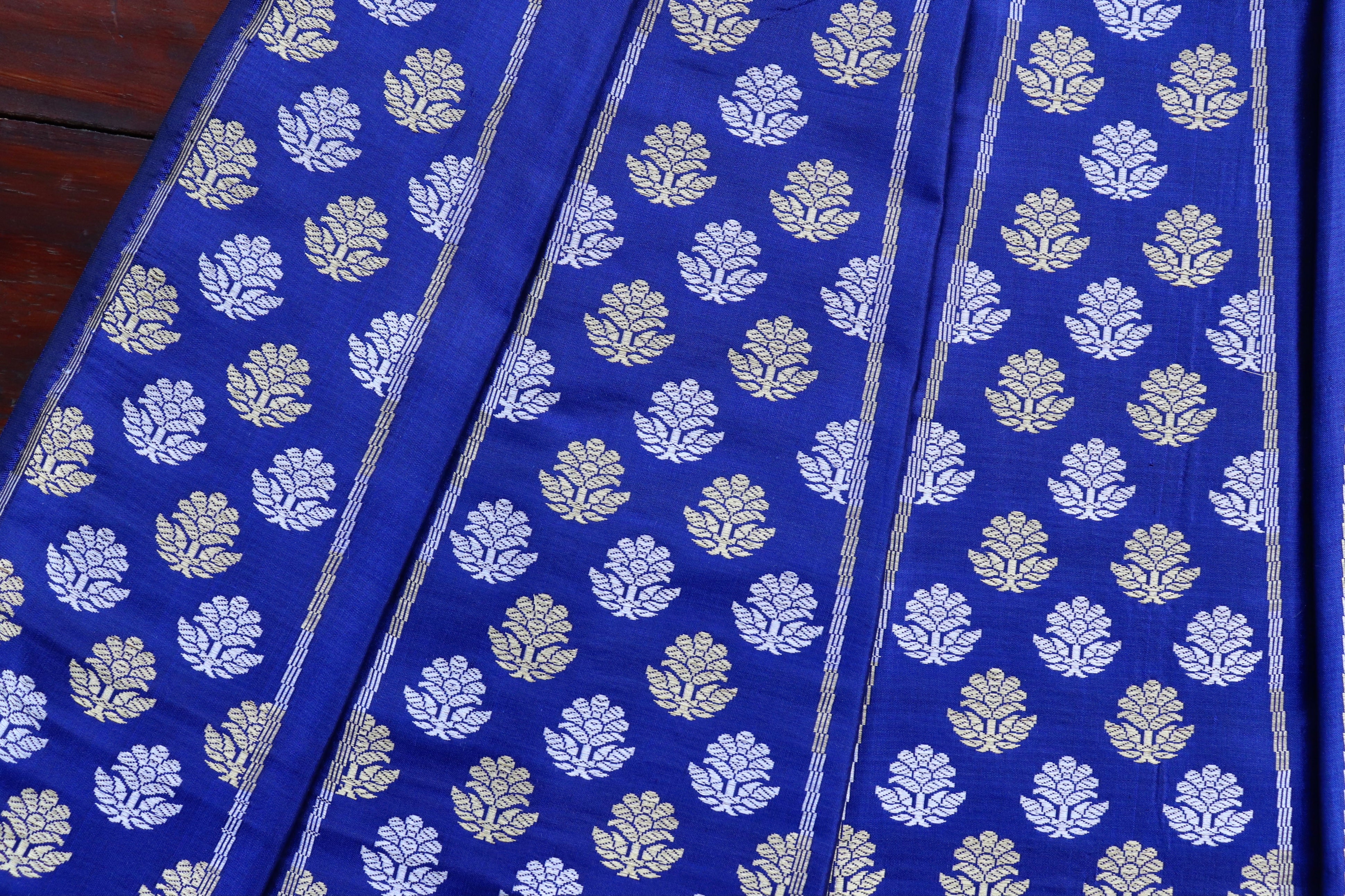 Cobalt Blue Pure Silk Banarasi Bridal lehenga