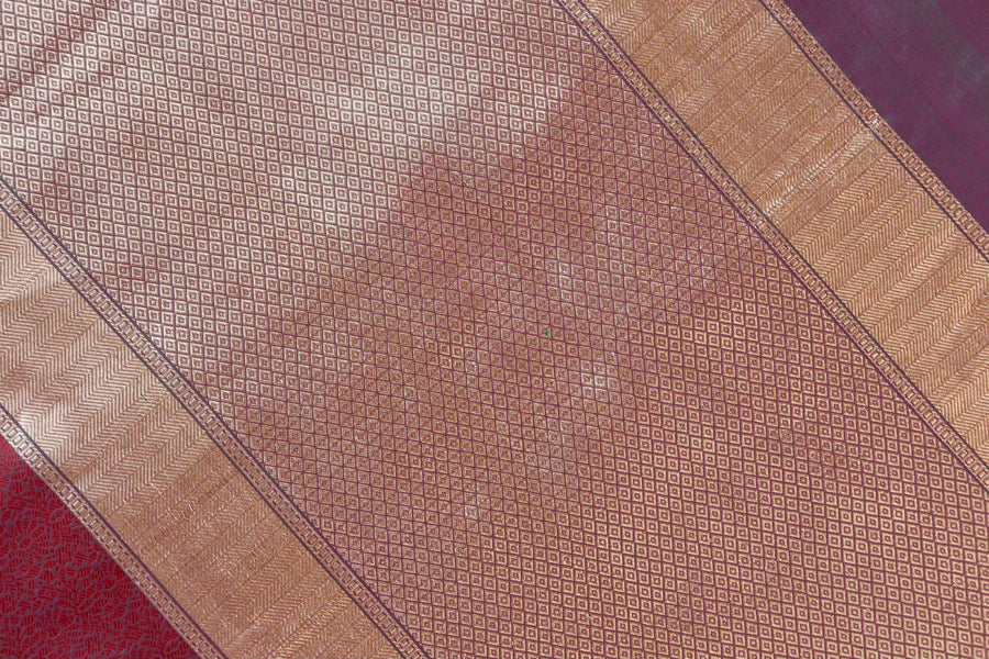 Plum Kairy Kuniya Pure Silk Handloom Banarasi Saree