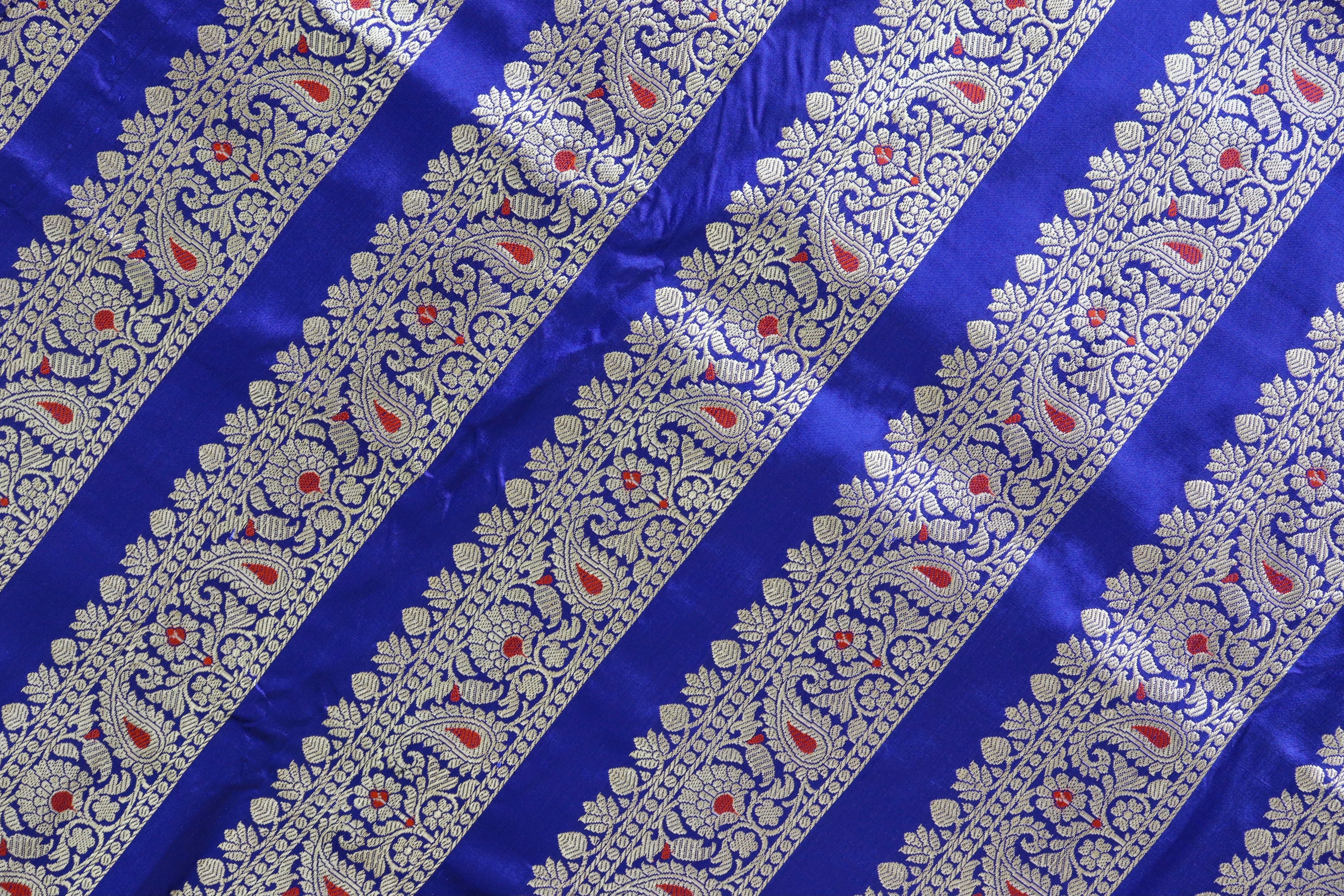 Cobalt Blue Pure Silk Banarasi Bridal lehenga