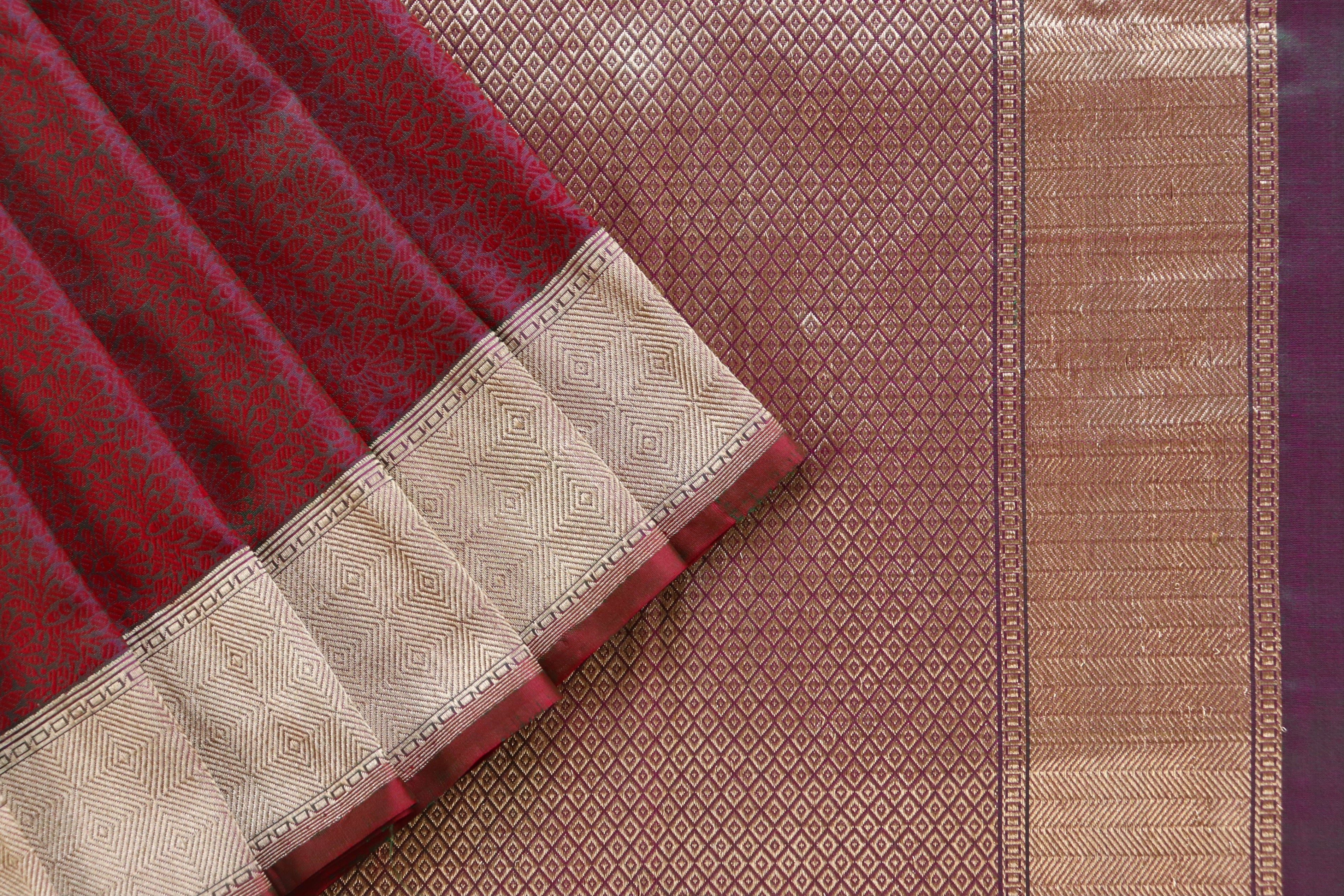 Plum Kairy Kuniya Pure Silk Handloom Banarasi Saree