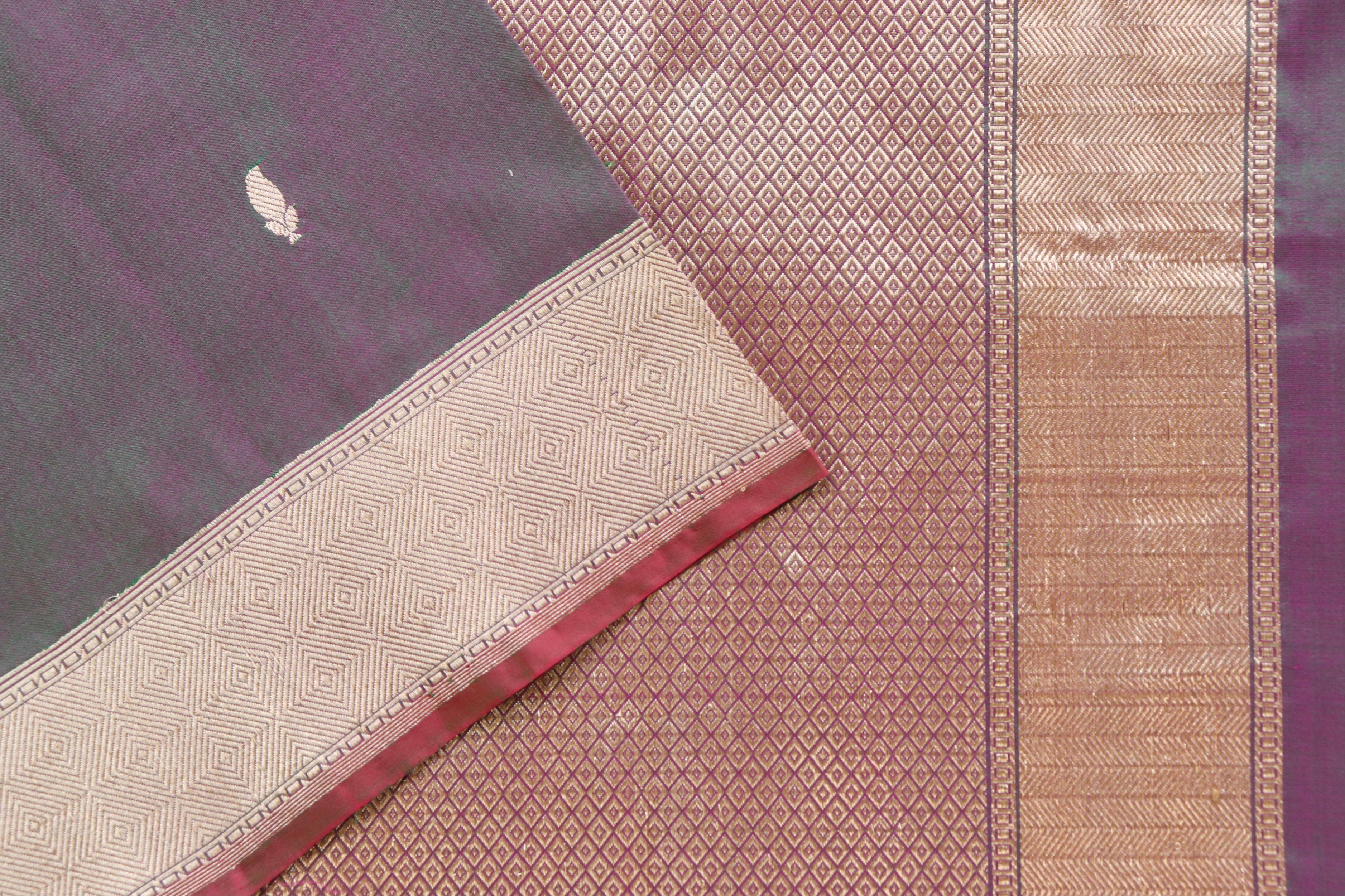 Plum Kairy Kuniya Pure Silk Handloom Banarasi Saree
