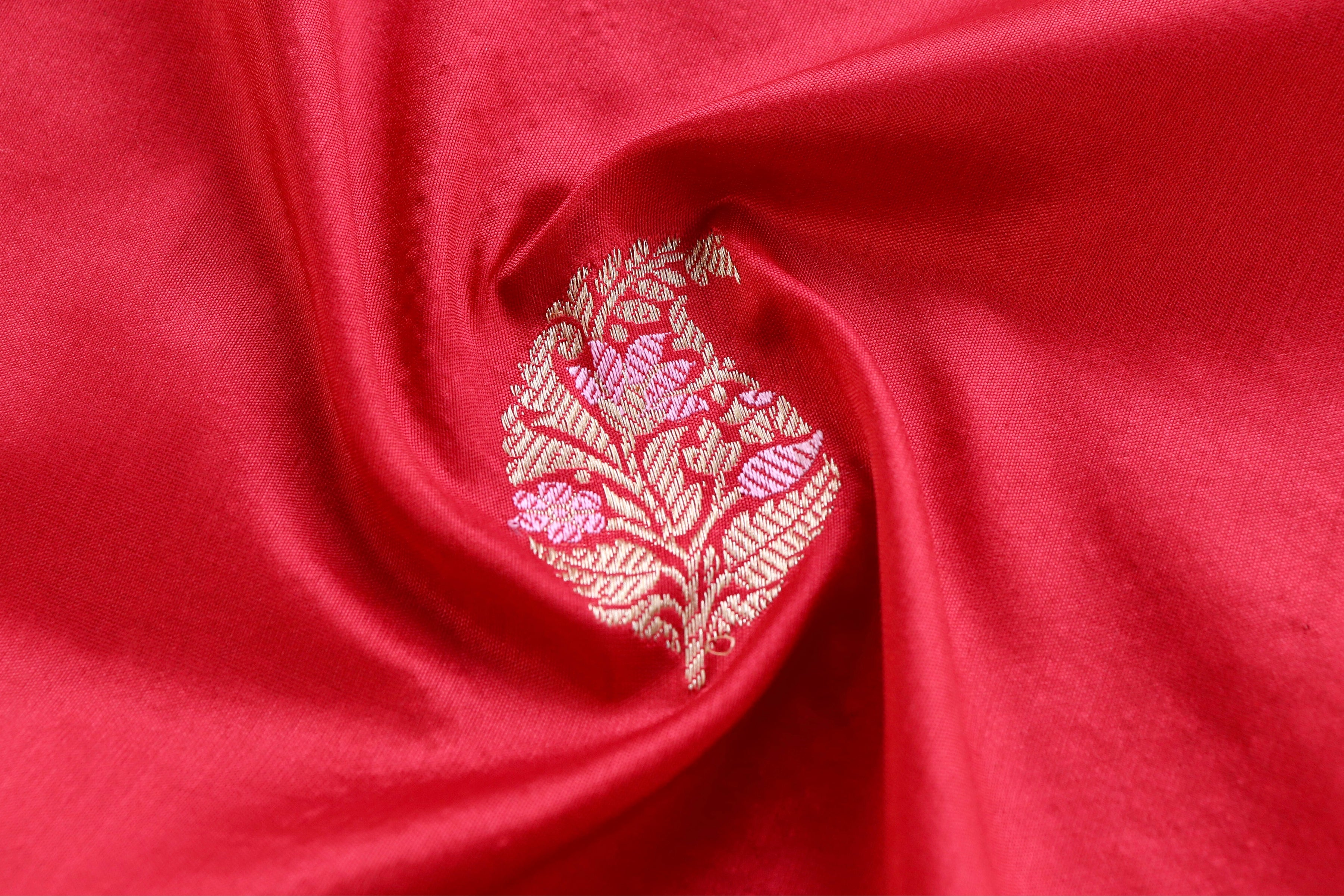 Red Kairy Pure Silk Handloom Banarasi Saree