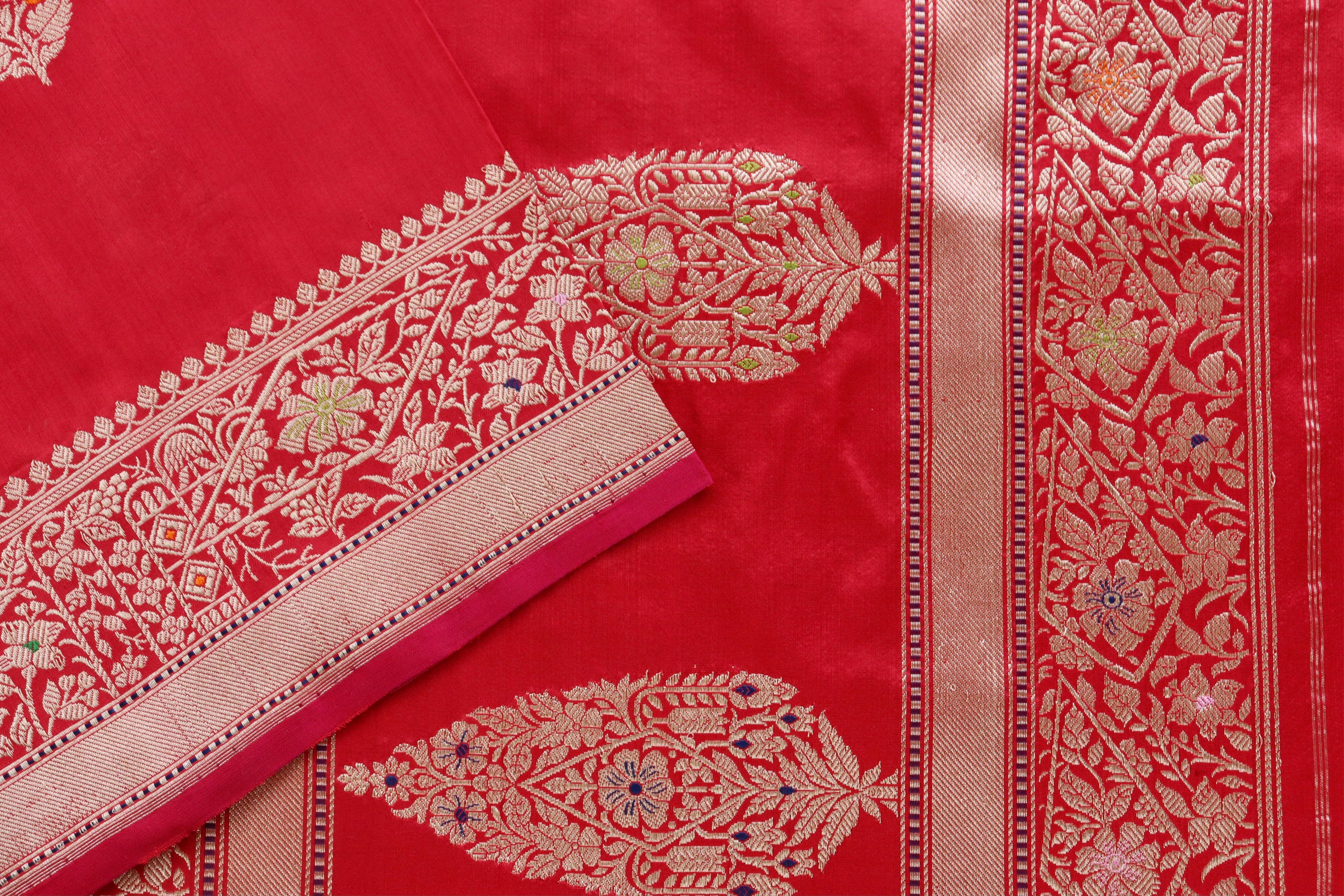 Red Kairy Pure Silk Handloom Banarasi Saree