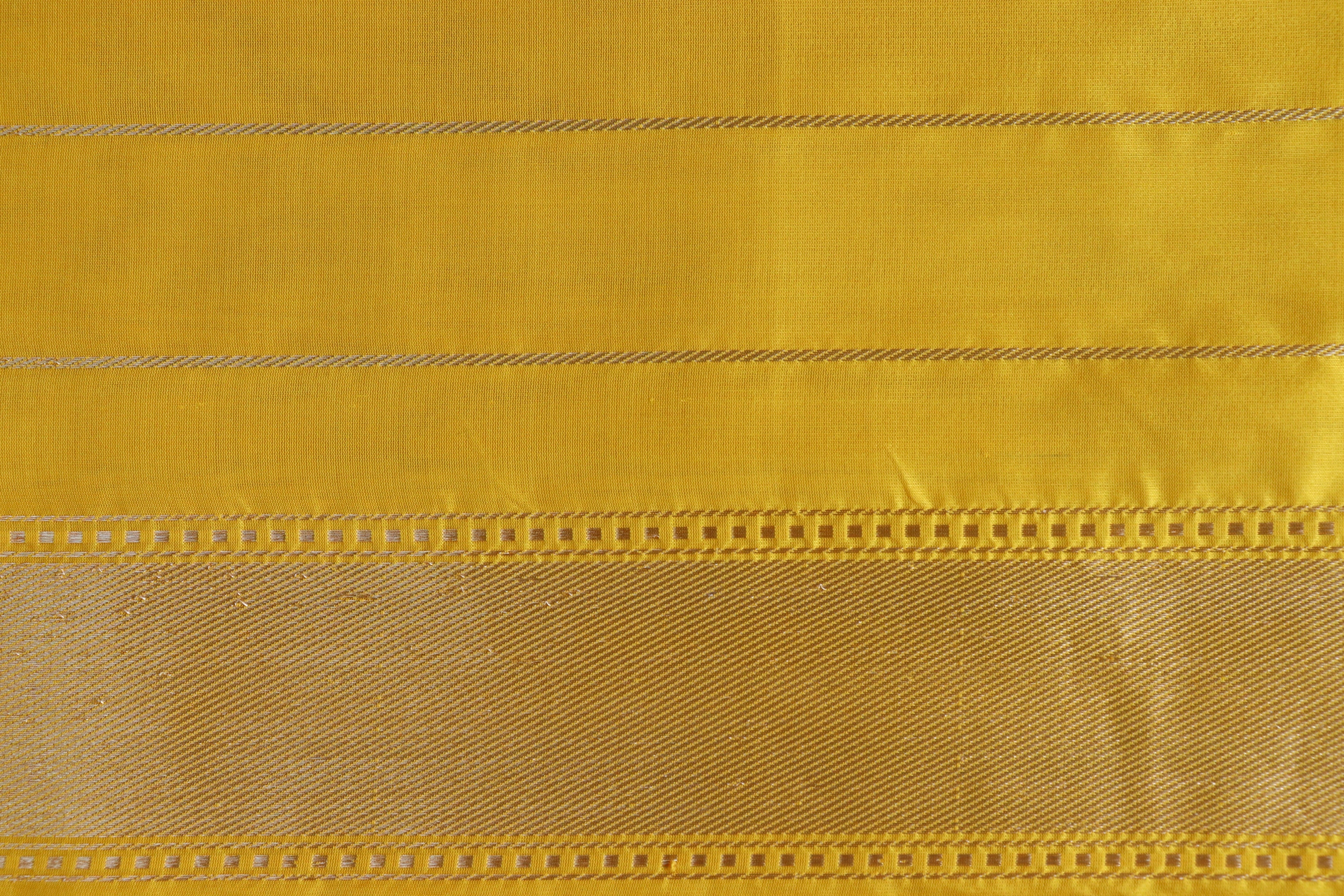 Mango Yellow Floral Border Pure Silk Handloom Banarasi Saree