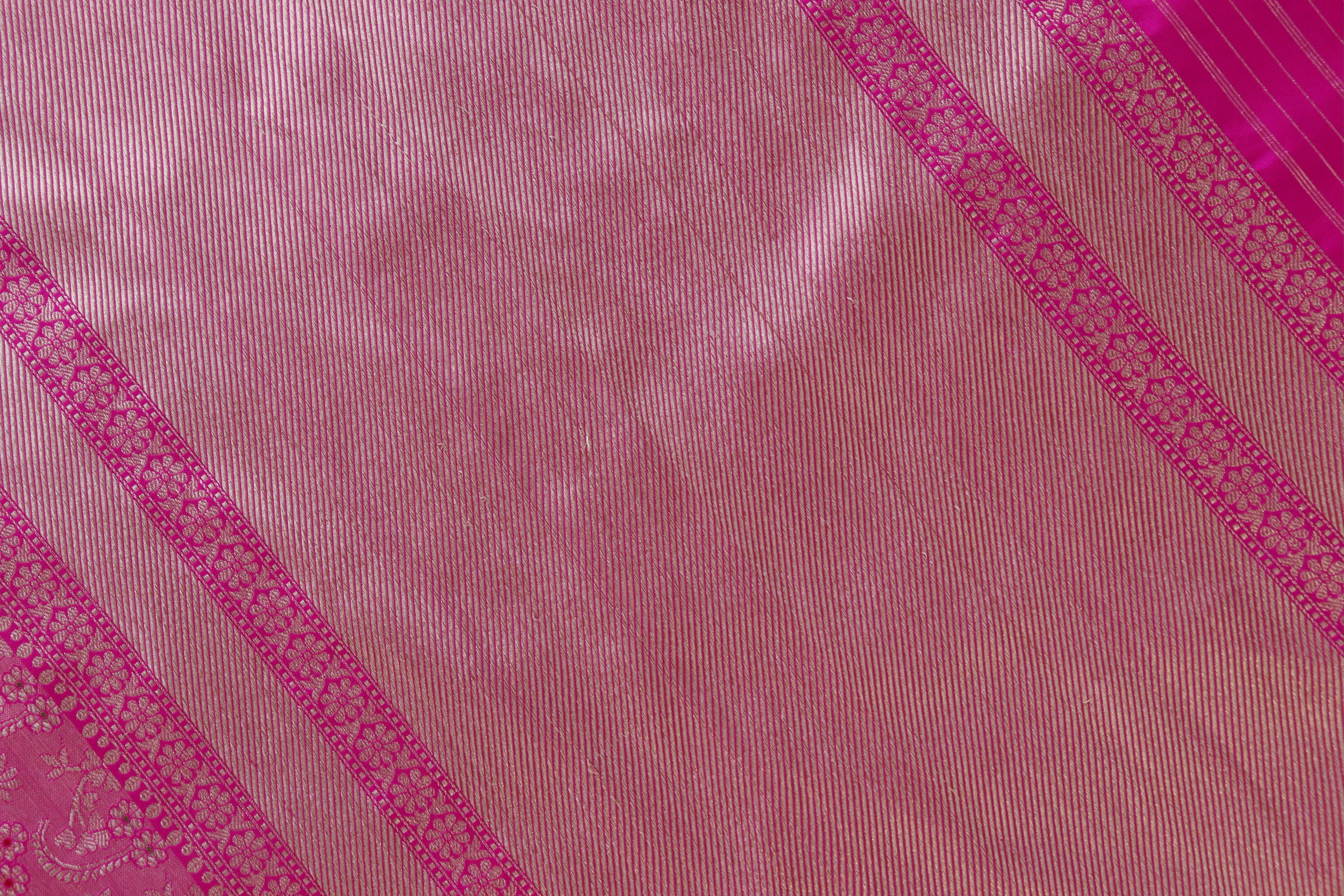 Pink Tanchoi Pure Silk Handloom Banarasi Saree