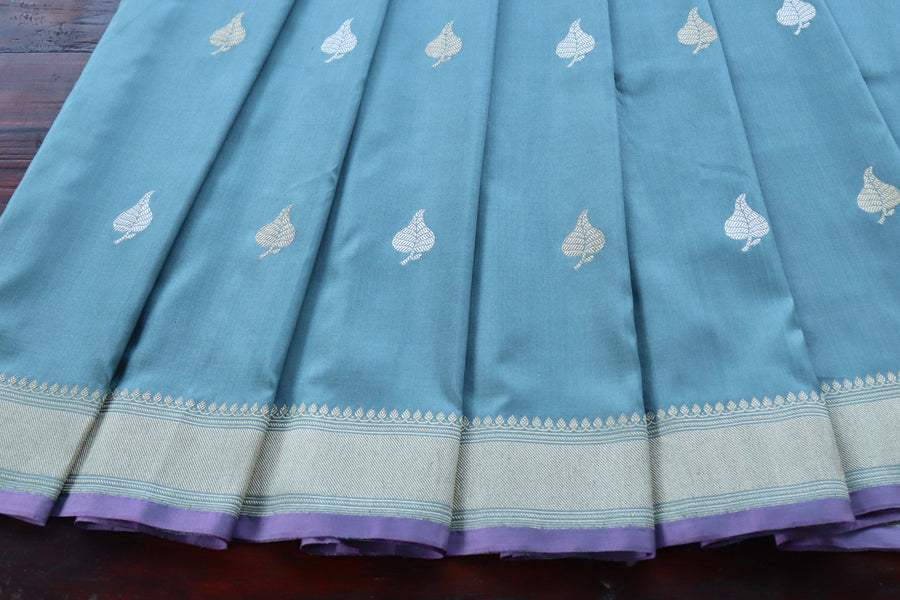 Blouse piece for Vivid Sky Blue Kadhua Banarasi saree