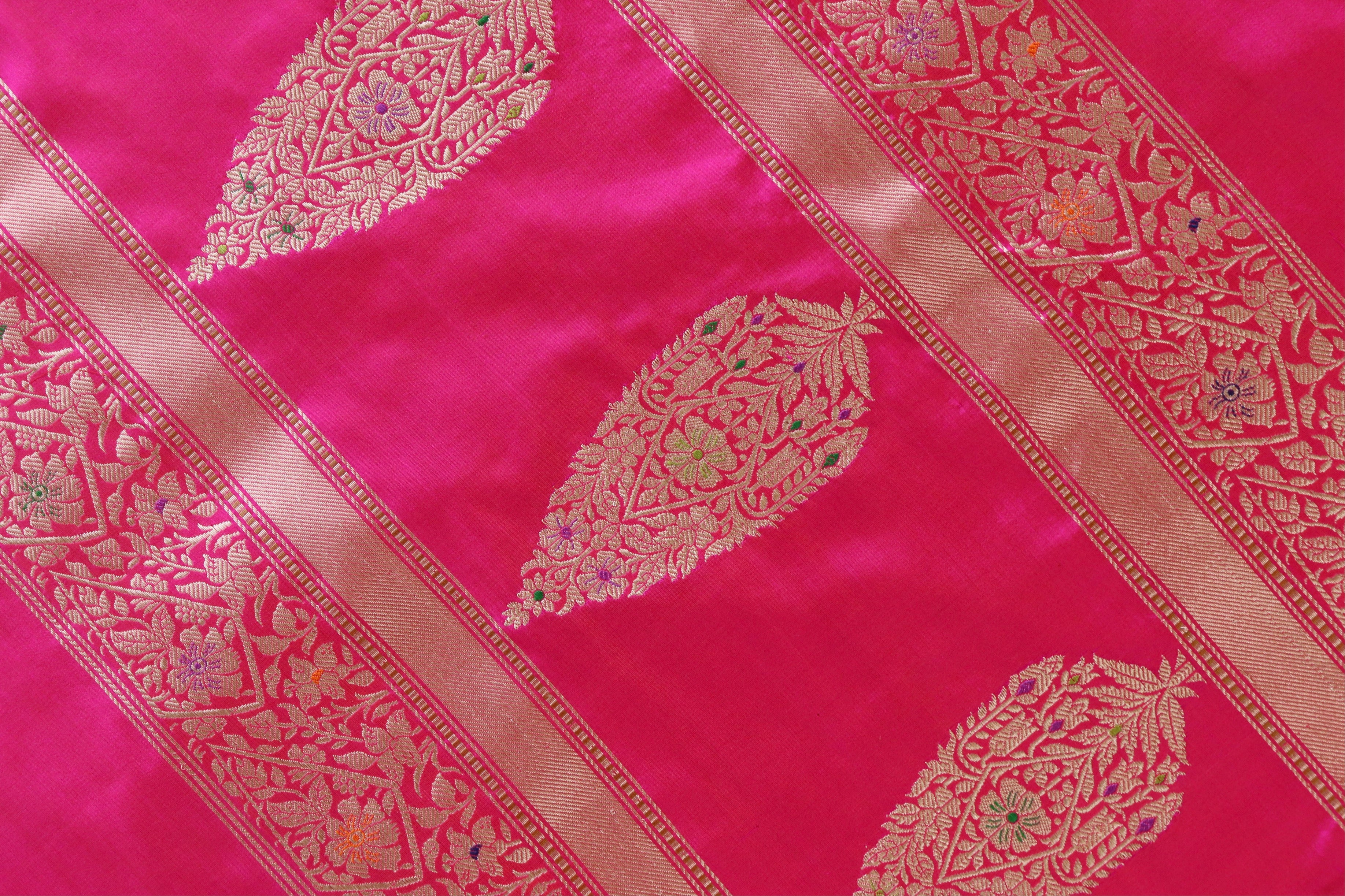 Rani Pink Kairy Pure Silk Handloom Banarasi Saree