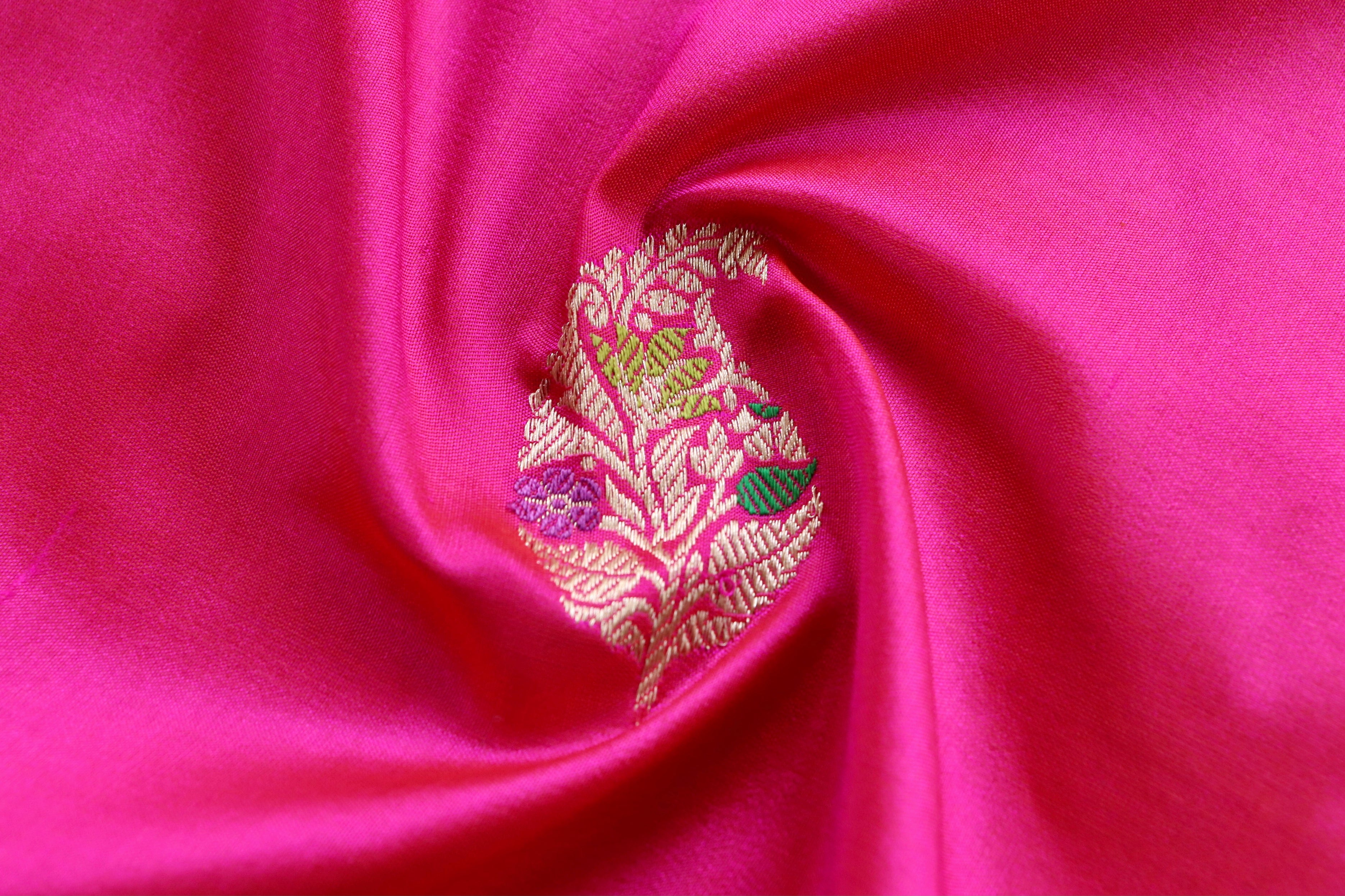 Rani Pink Kairy Pure Silk Handloom Banarasi Saree