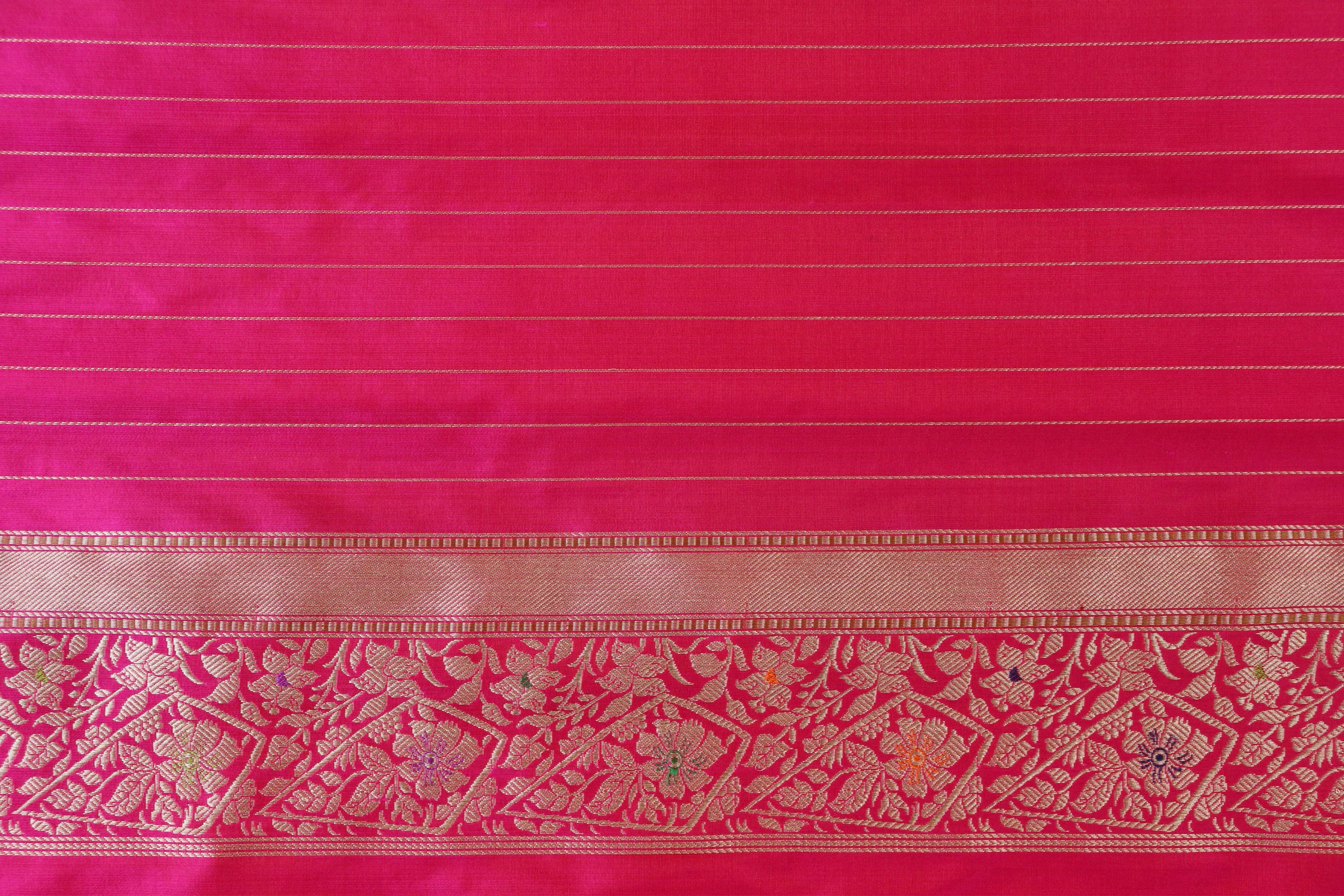 Rani Pink Kairy Pure Silk Handloom Banarasi Saree