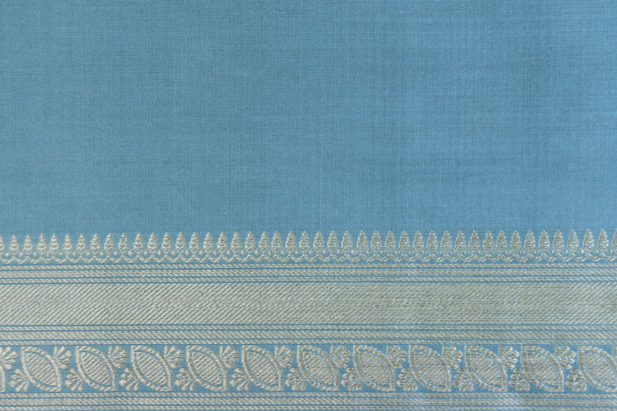 Vivid Sky Blue Kadhua Pure Silk Handloom Banarsi Saree