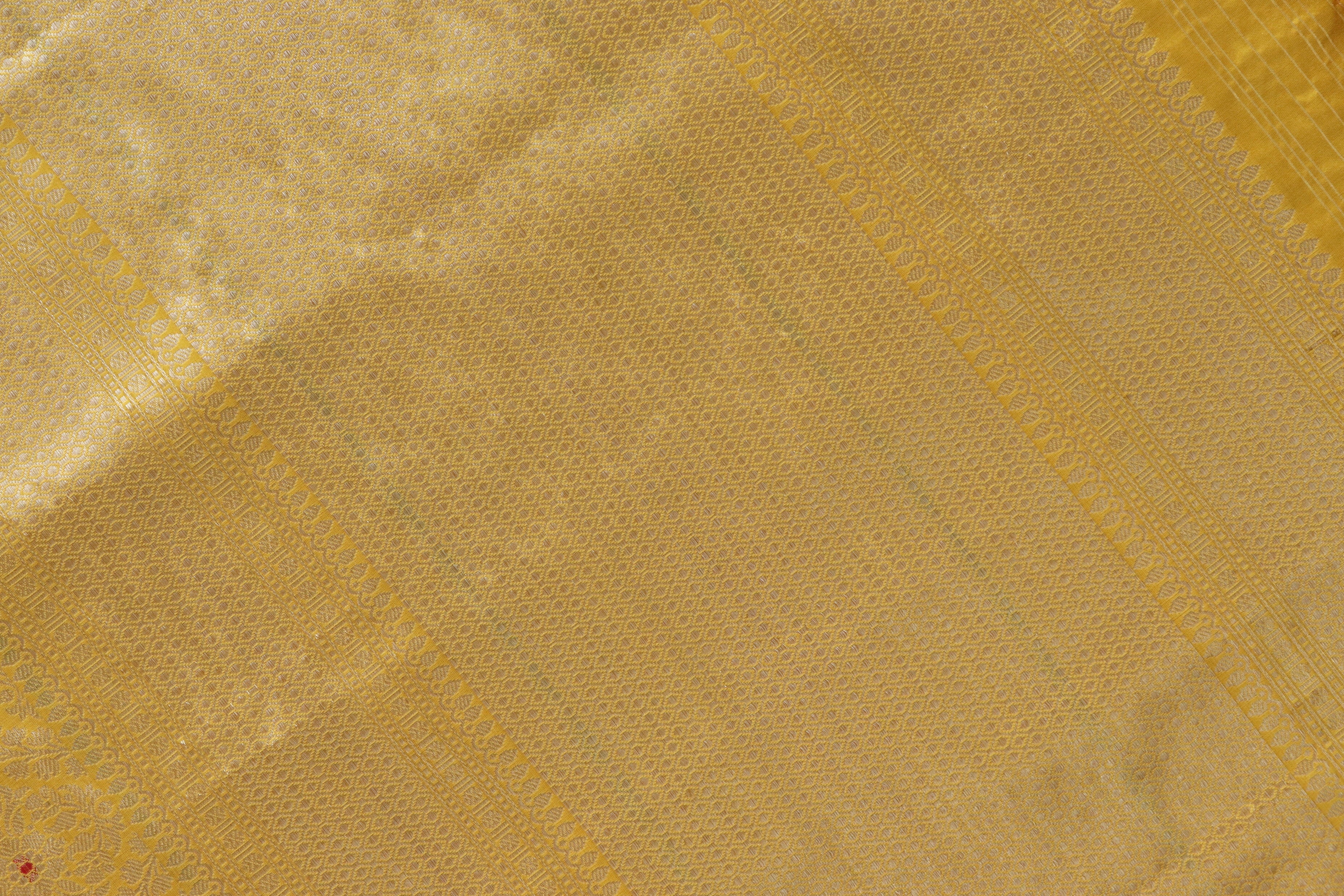 Yellow Meenadar Tanchoi Pure Silk Handloom Banarasi Saree