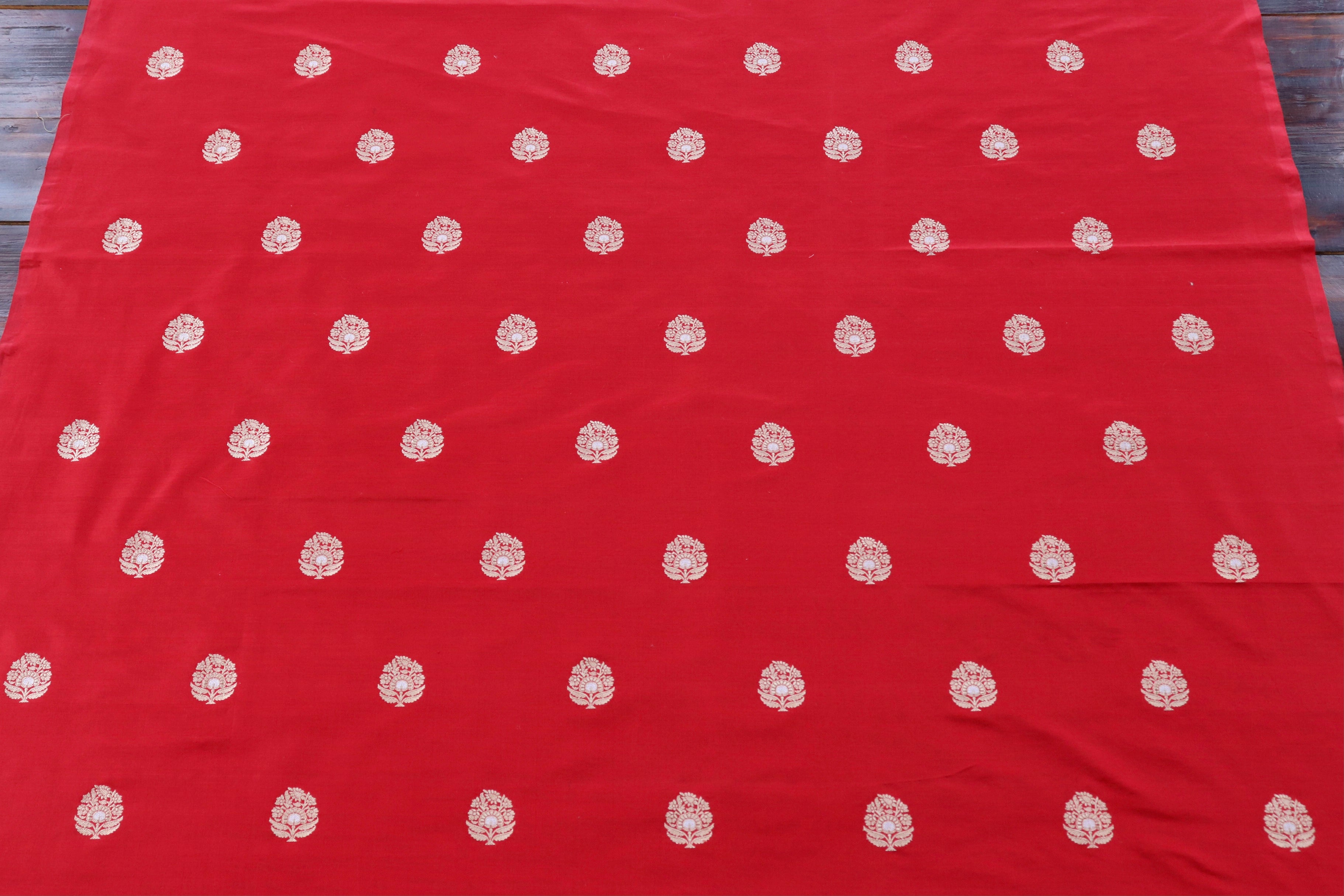 Red Kadhua Pure Silk Piece Banarasi Suit Material Set